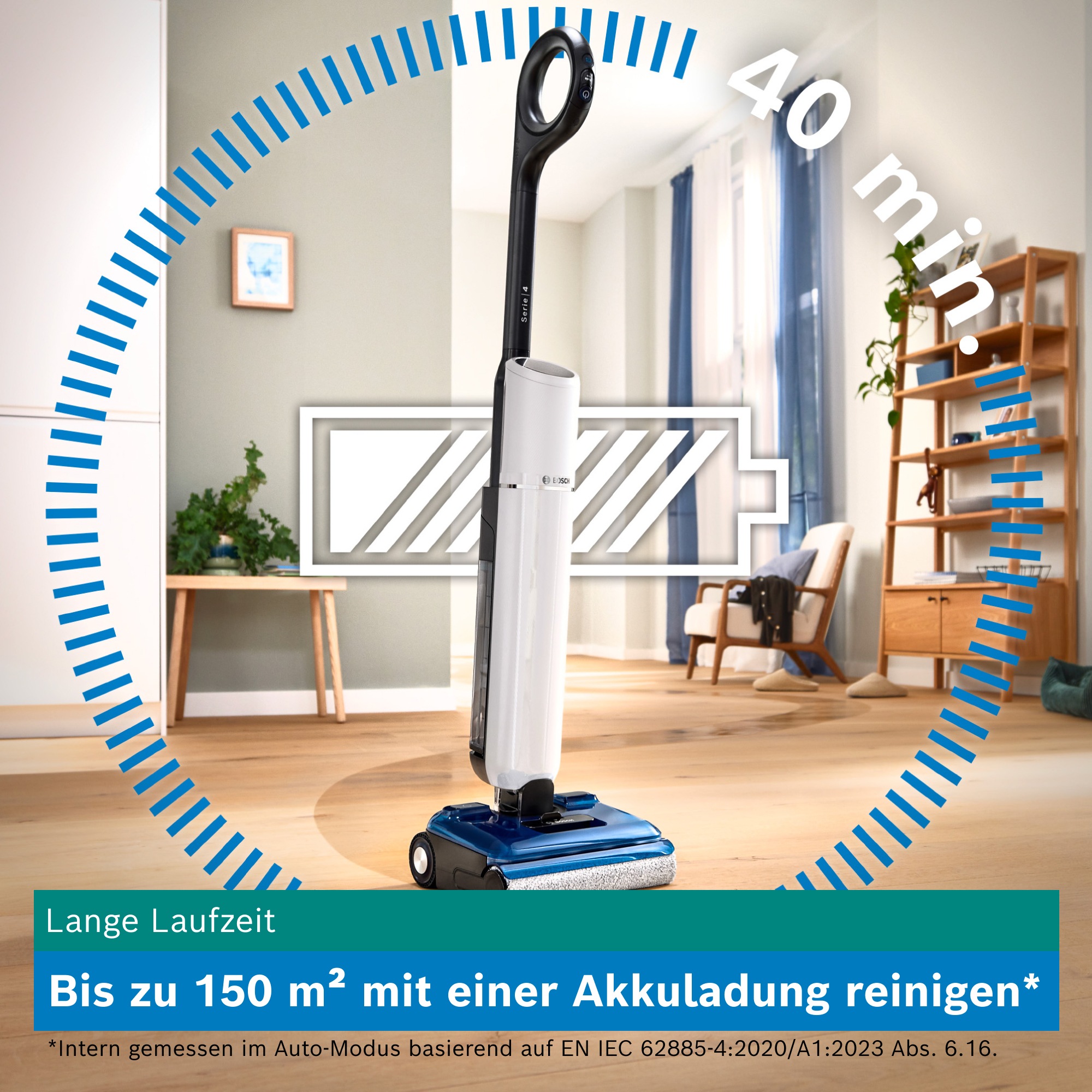 BOSCH Nass-Trocken-Sauger »OneFlow Serie 4 BHF41WM/BHF41WS, Selbstreinigung, 24.000 PA Saugkraft« Anti-Haarverwicklung, LED-Licht, Schnelltrocknung, 40 min Akku / 150m²