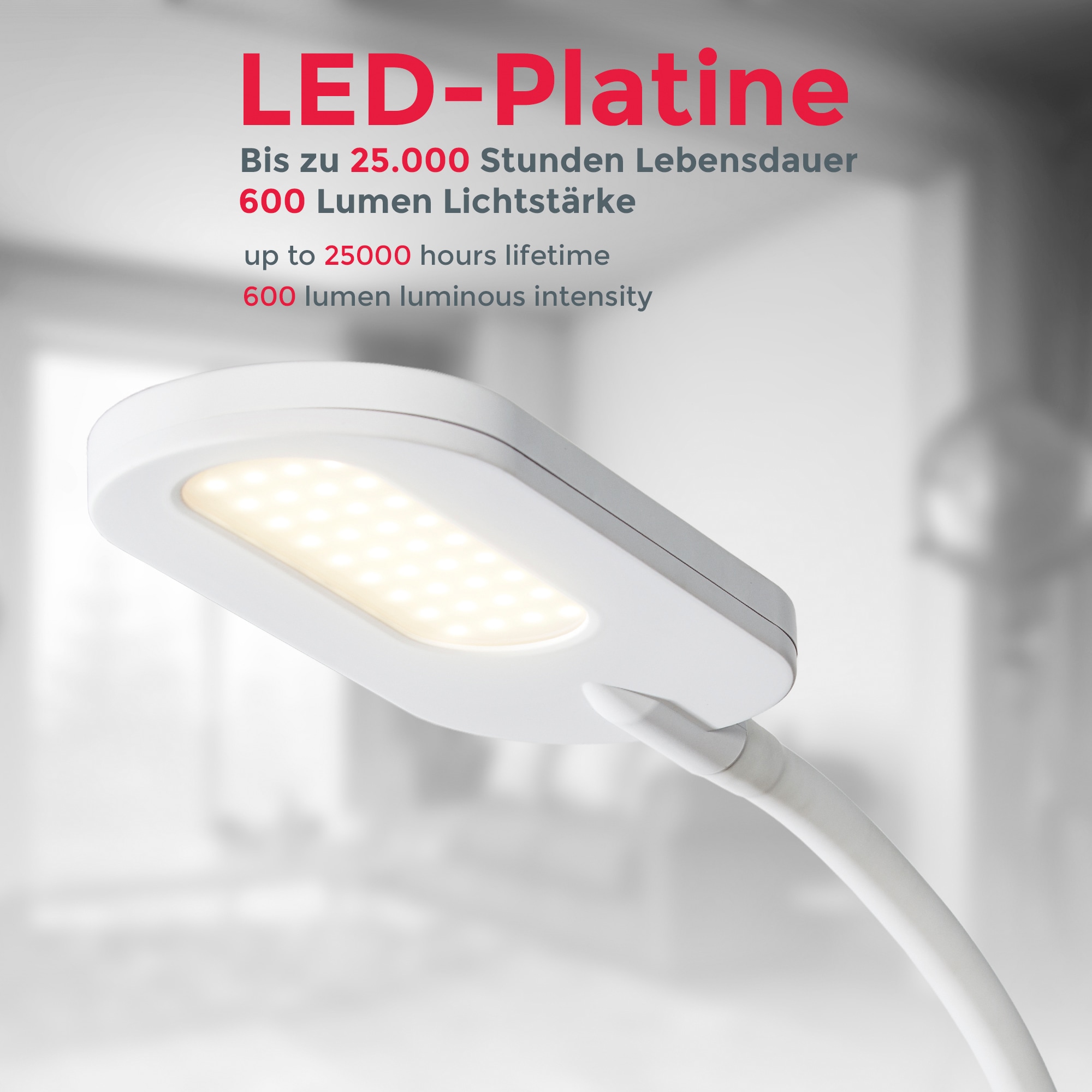 B.K.Licht Stehlampe,1 x LED-Platine 8 Watt, 600lm, Farbtemperatur einstellbar 3.000K / 4.000K / 6.000K über Touchschalter