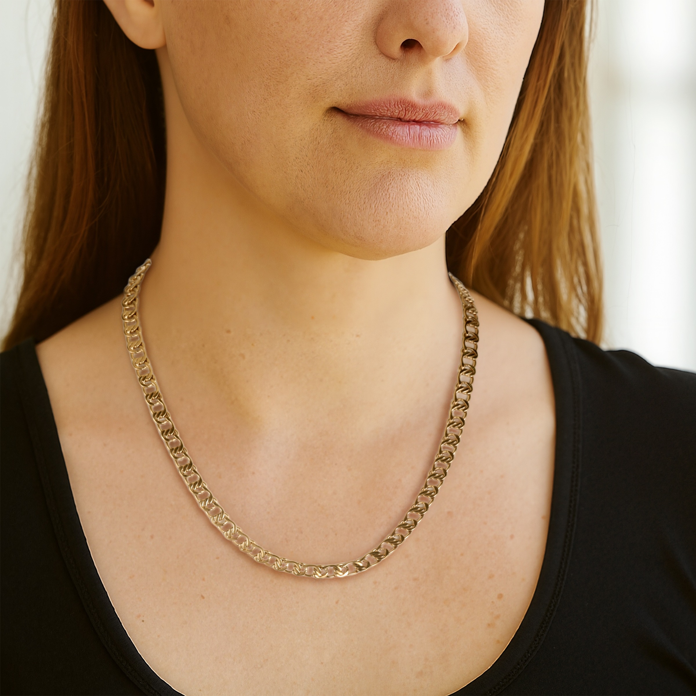 FIRETTI Cuban Chain Necklace Yellow Gold 45cm 3