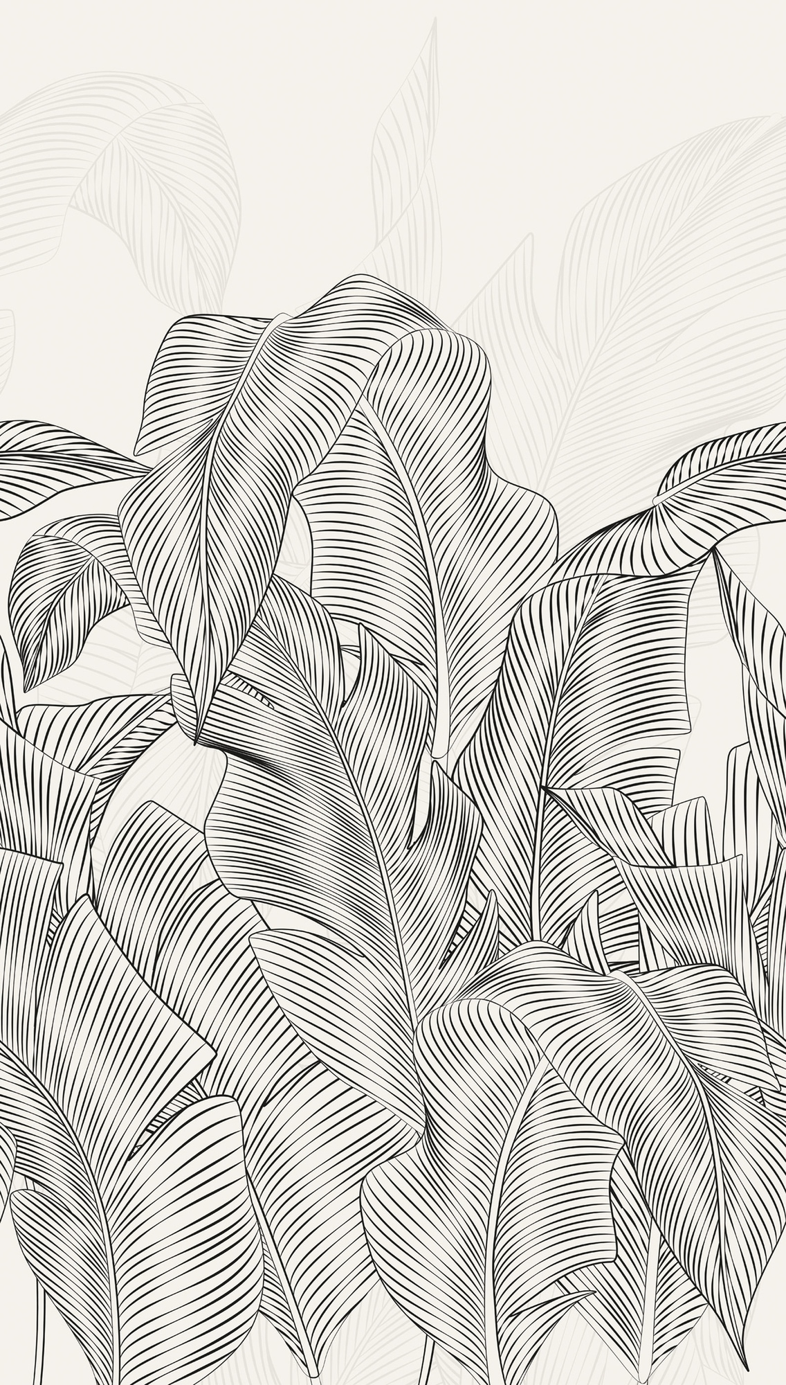 living walls Vliestapete »Vibes & Styles Linea Botanica – Jungle Outline Fototapete« floral leicht strukturiert Minimalistisches Blattdesign mit Linienführung und moderner Eleganz