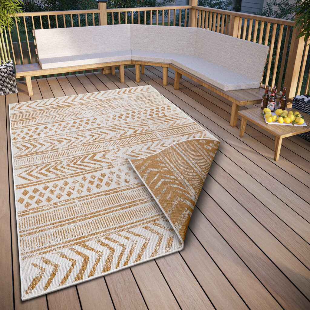 NORTHRUGS Teppich »BIRI Wendeteppich«, rechteckig, In-& Outdoor, Wetterfest, Balkon, Garten, Wohnzimmer, Wasserfest, Boho