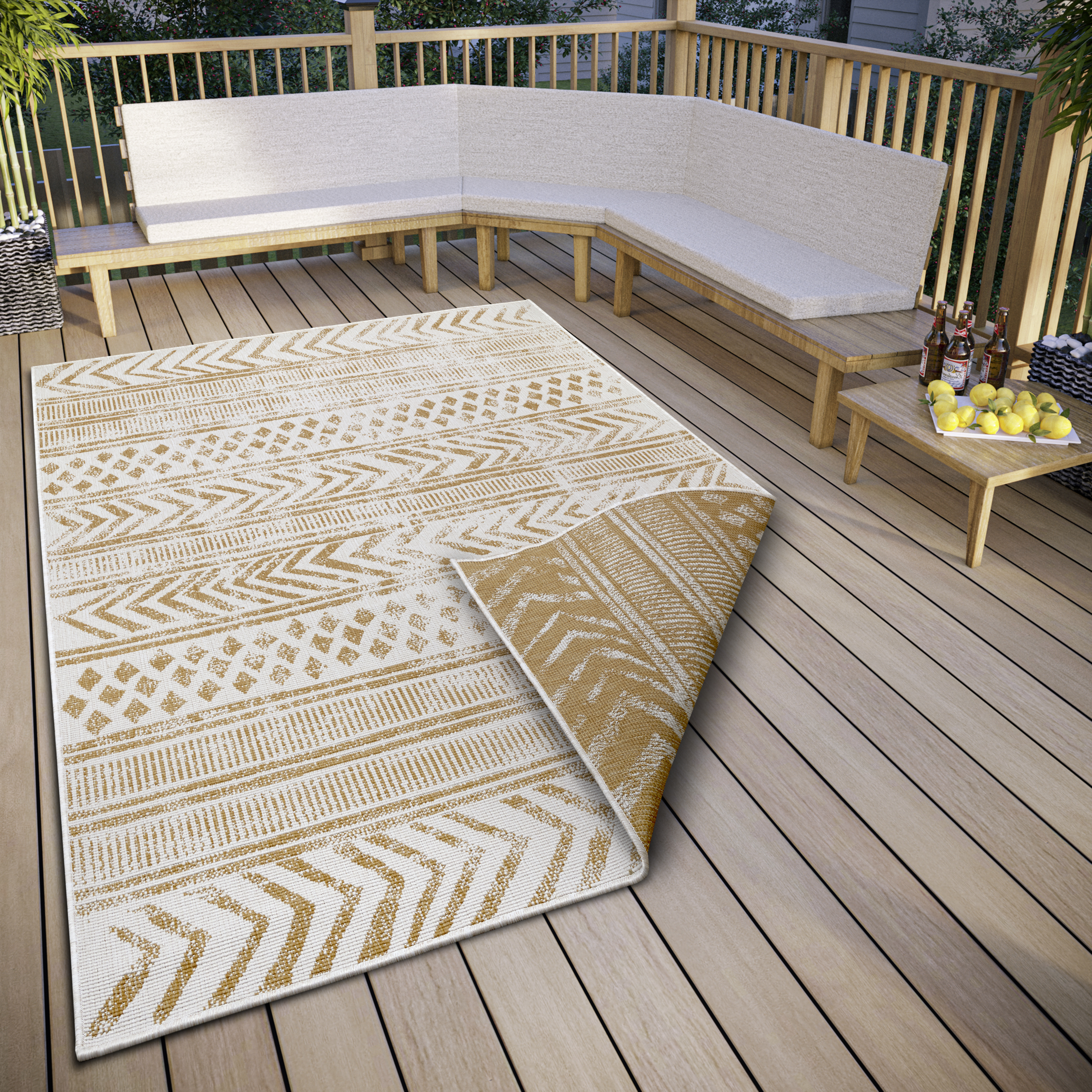 Teppich »BIRI Wendeteppich«, rechteckig, In-& Outdoor, Wetterfest, Balkon, Garten,...