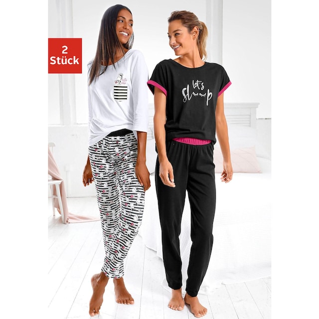 Vivance Dreams Pyjama, (4 tlg., 2 Stück), mit verspieltem Tierprint ▷ für |  BAUR