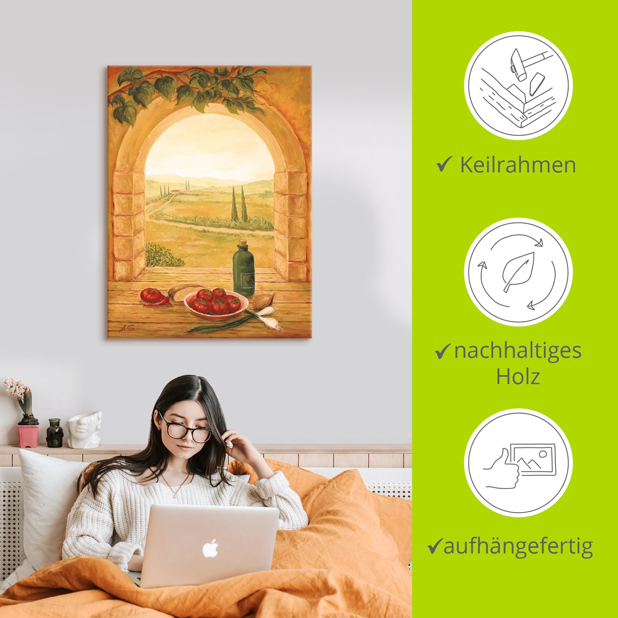 Artland Wandbild »Fensterblick«, Fensterblick, (1 St.), als Leinwandbild, Poster in verschied. Größen