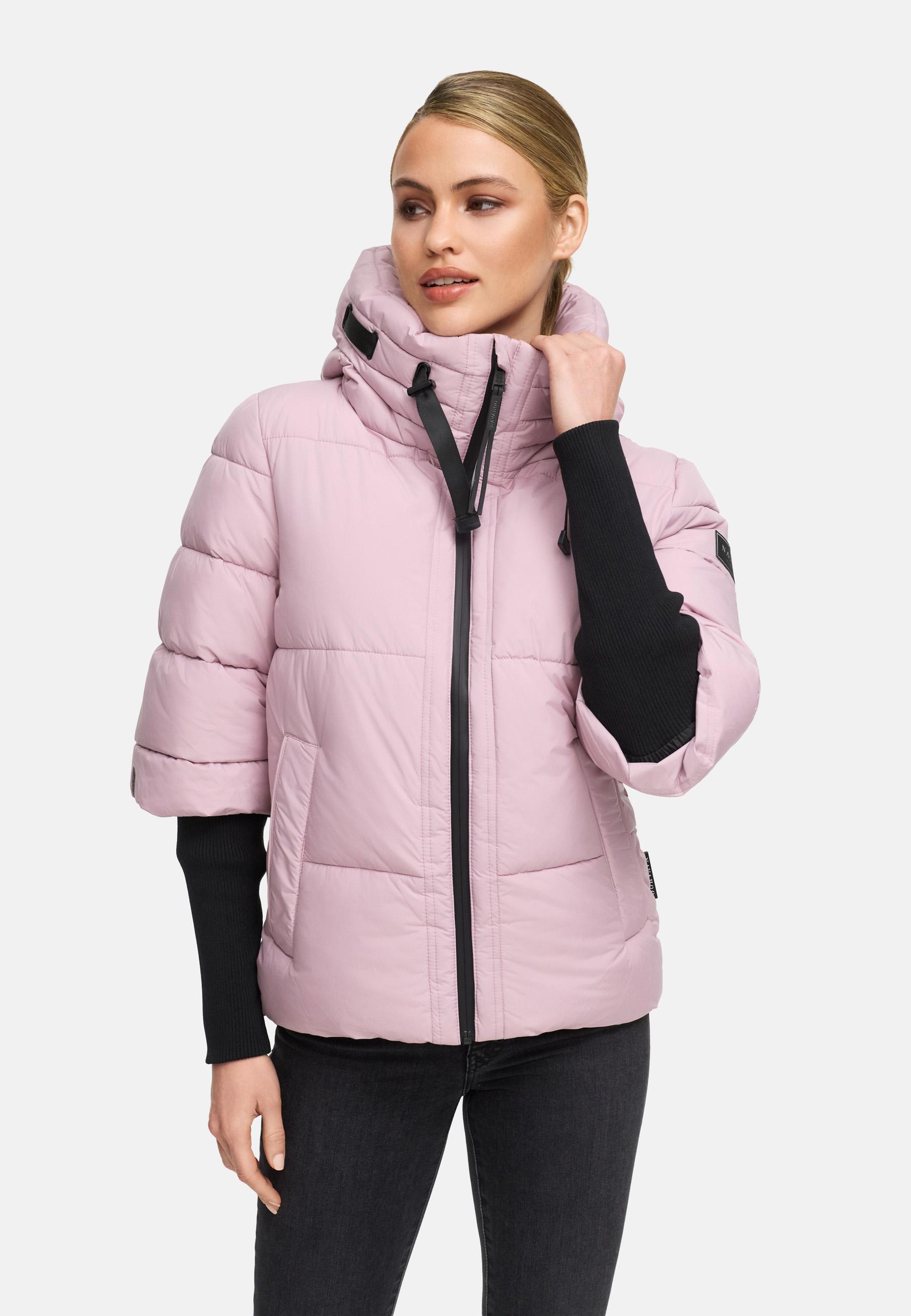 Navahoo Steppjacke »Lotusherz XIV«, mit Kapuze, Warme gesteppte Winterjacke mit Rippstrickärmeln