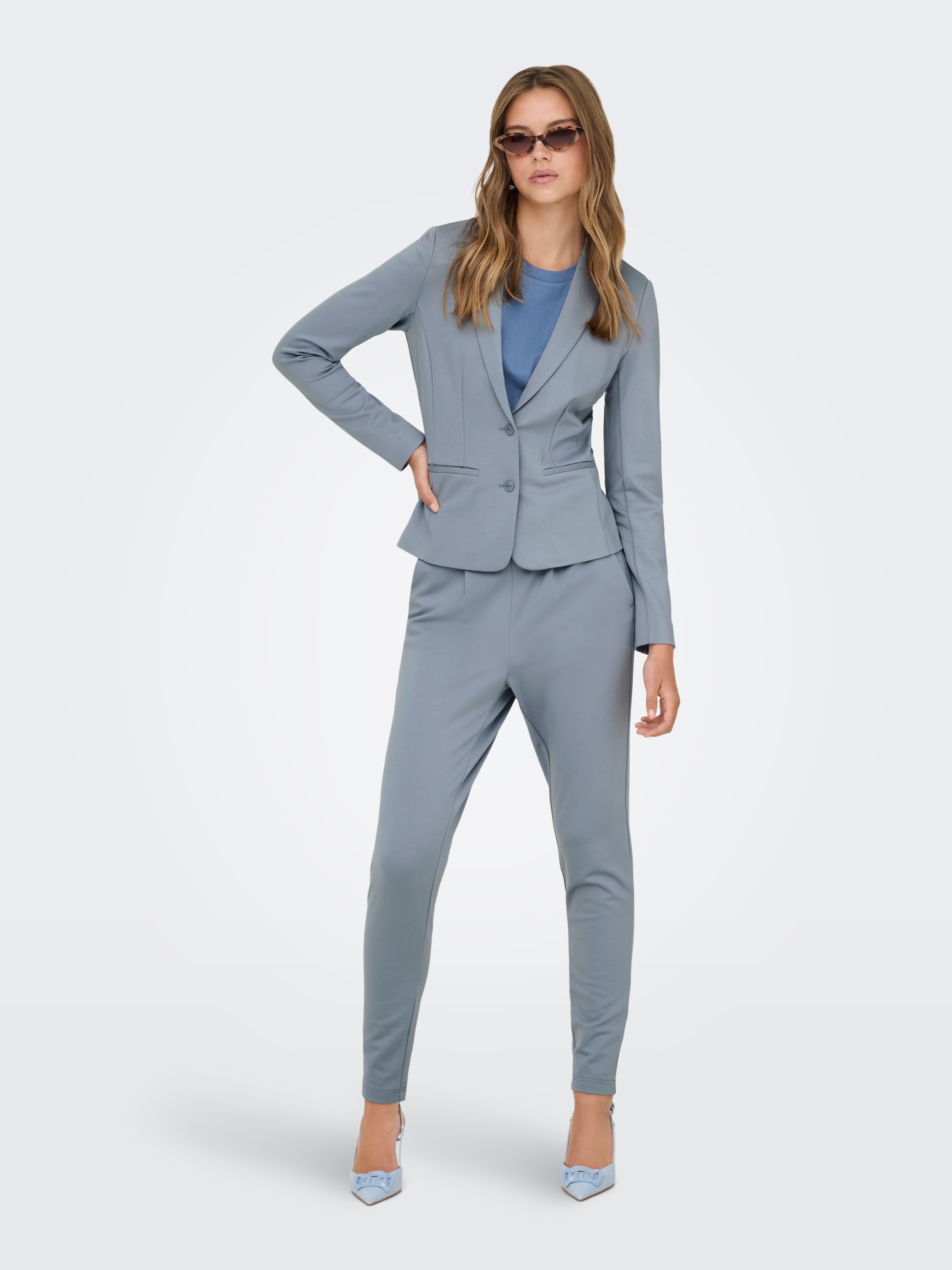 ONLY Jerseyblazer »ONLPOPTRASH – 2-Knopf Blazer mit taillierter Silhouette« regular fit, Milano Rib, Materialmix, Reverskragen, unifarben