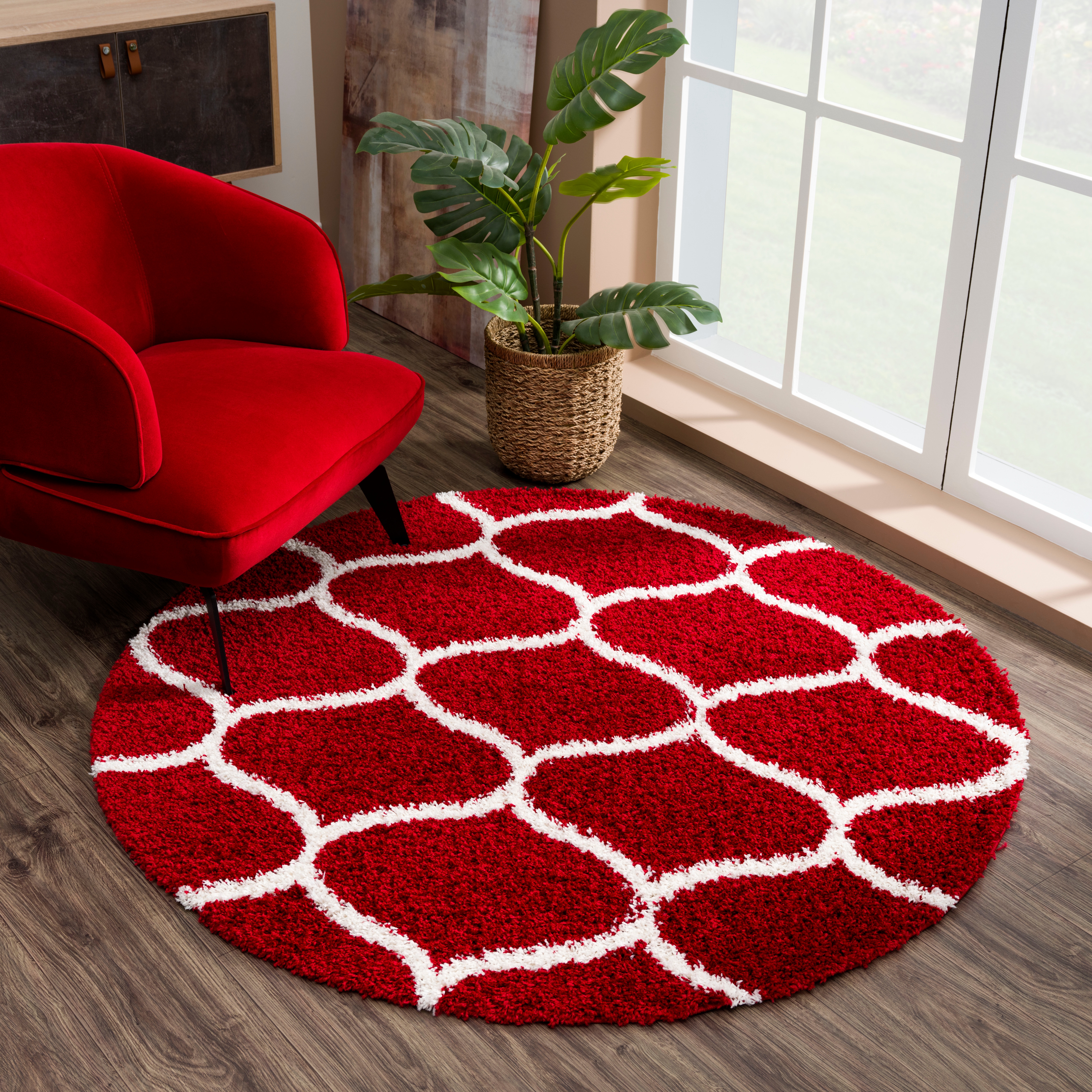 Sanat Hochflor-Teppich "Madrid, auch in Rund erhältlich" rund 30 mm Höhe Wohnzimmer, Langflor, Shaggy Teppich