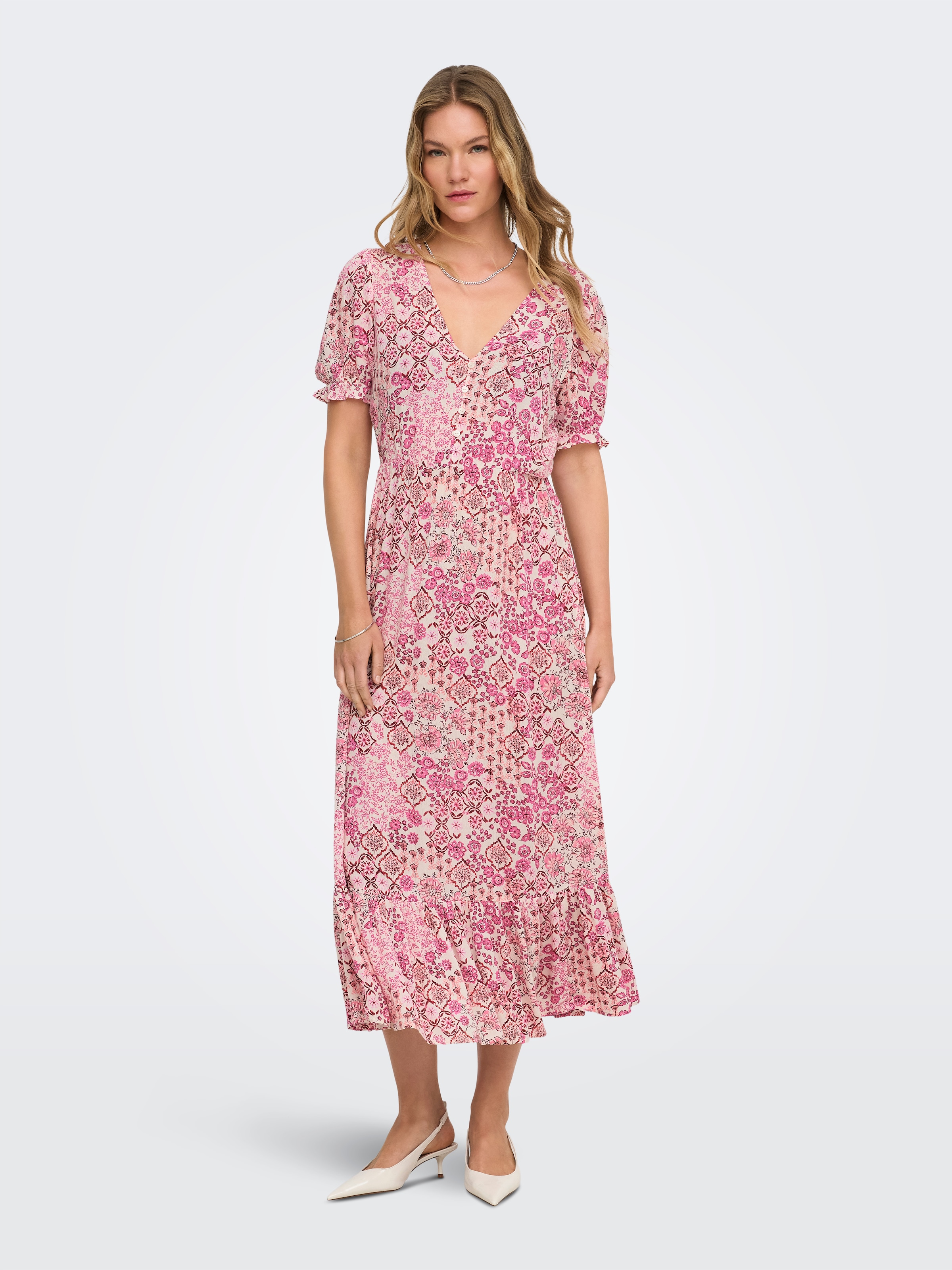 ONLY Maxikleid »ONLCHIANTI S/S LONG DRESS WVN NOOS« Viskose, regular fit
