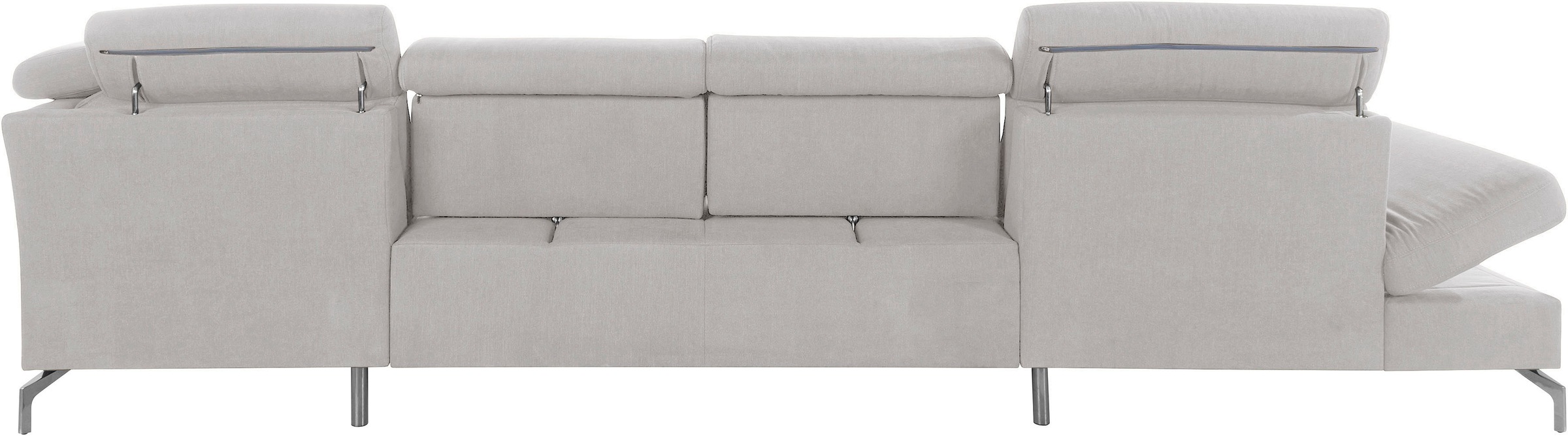 Wohnlandschaft SIT & MORE "Brisbane U-Form", silber, B:367cm T:243cm, Soft clean (98% Polyester, 2% Polyamid), Sofas, Zehentrenner, Fußhöhe 15 cm, inklusive Sitztiefen-, Armteil- und Kopfteilverstellung 6
