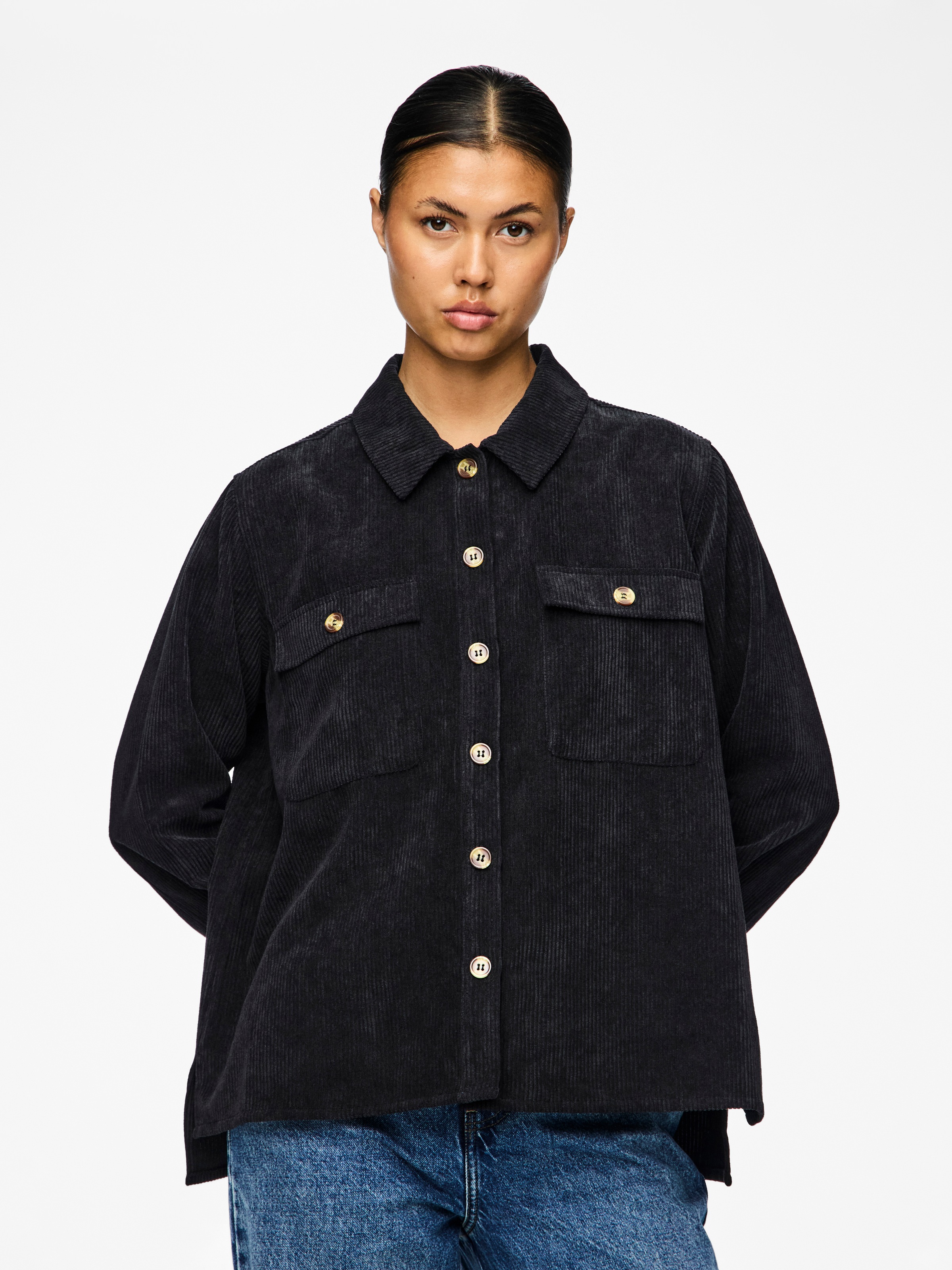 pieces Hemdbluse "PCEFFI LS SHIRT WVN NOOS" Materialmix, loose fit günstig online kaufen