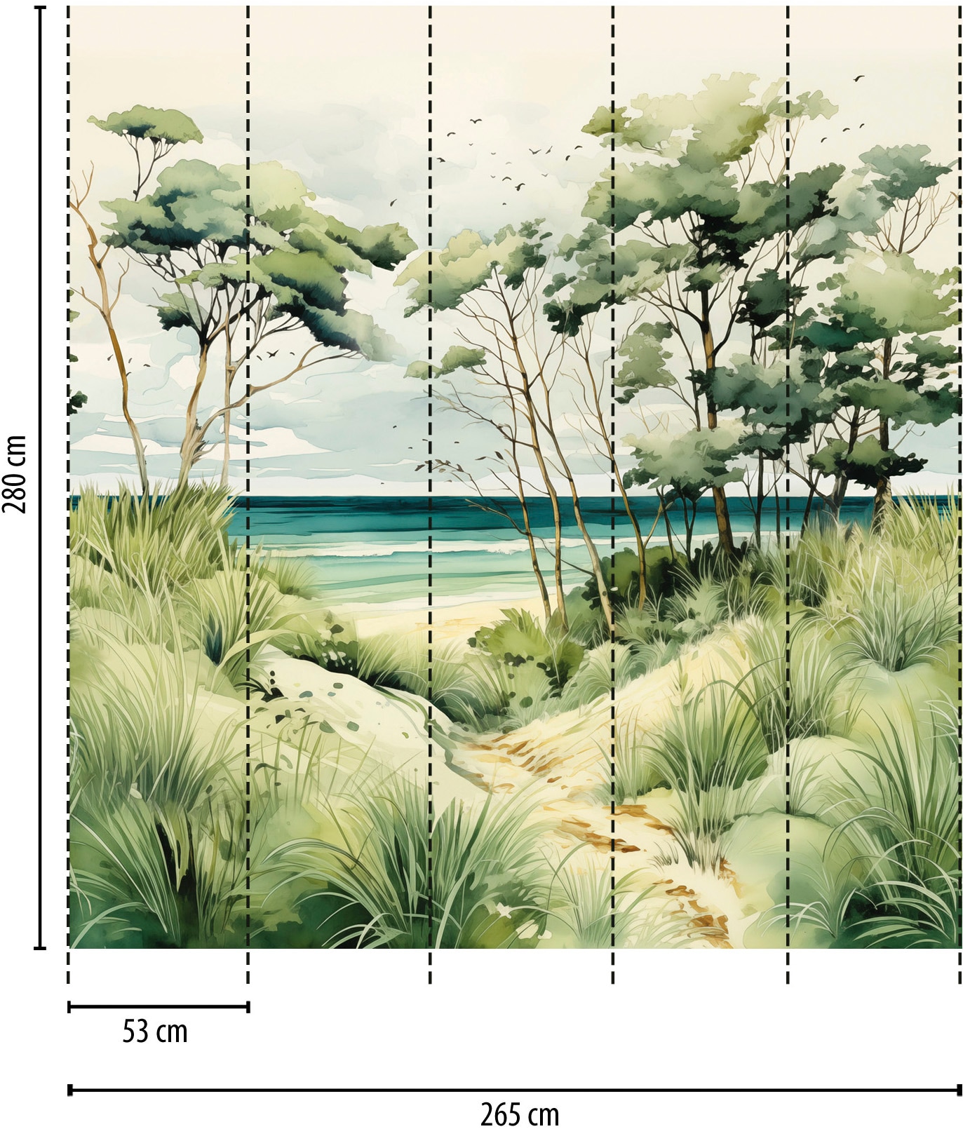 living walls Fototapete »The Wall 4 Botanic – Tropische Strandlandschaft Vlies-Fototapete« Motiv | matt | naturalistisch leicht strukturiert Tropische Strandlandschaft mit atmosphärischer Tiefe
