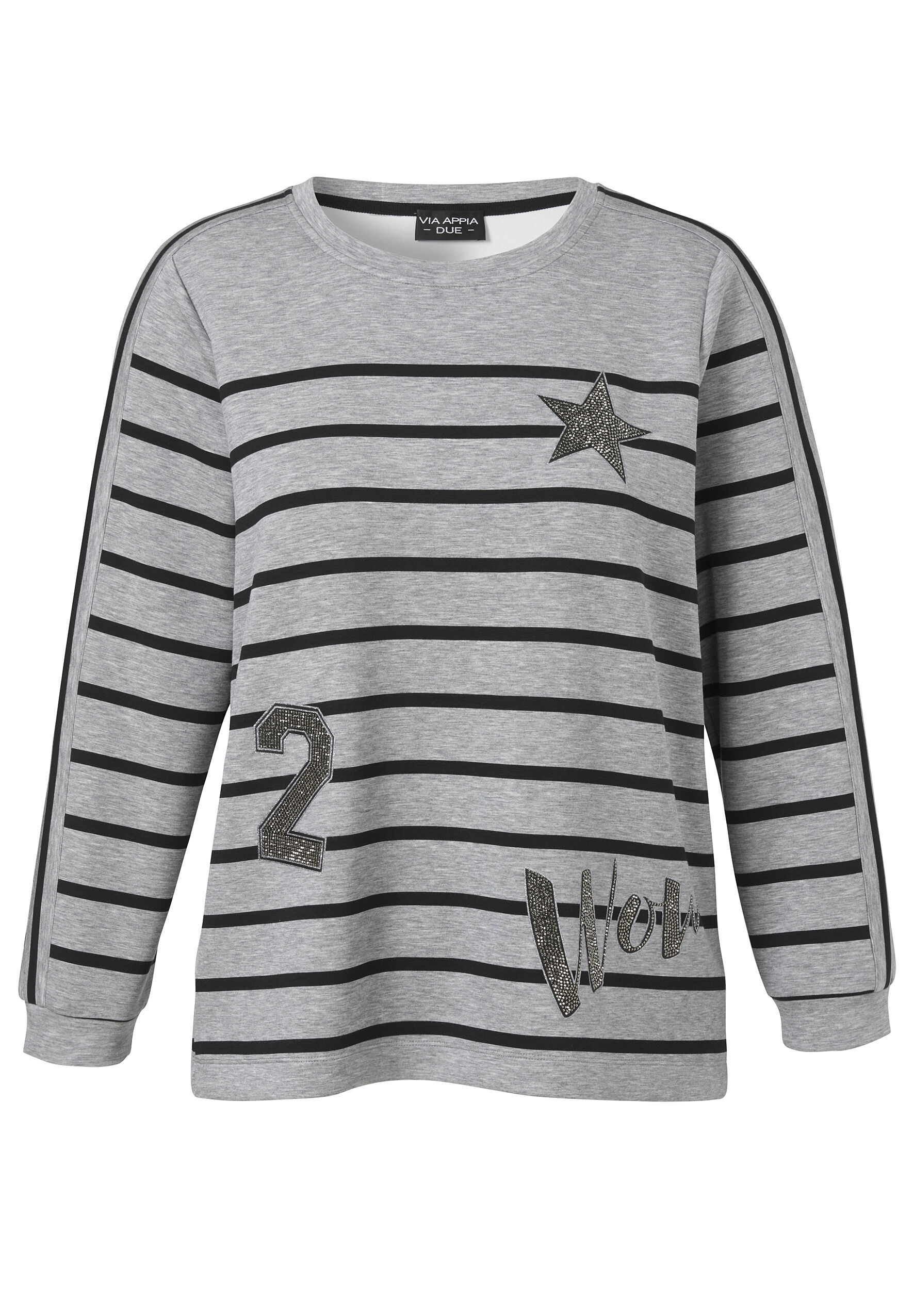 VIA APPIA DUE Sweatshirt "VIA APPIA DUE Sweatshirt", mit Streifen und Schmuck-Motiven, große Größen