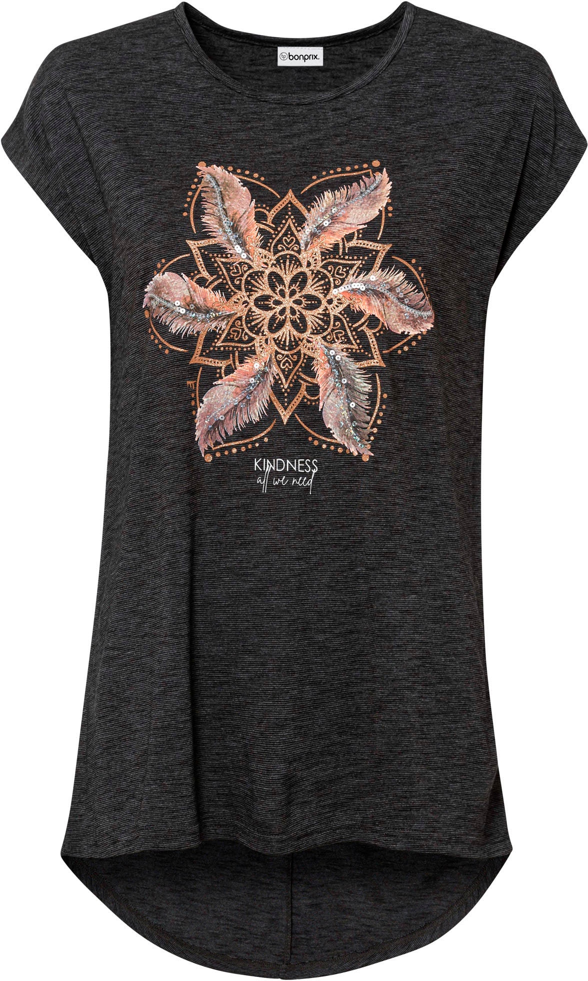 bonprix T-Shirt A-Linie, Kurzarm, aus Viskose und Polyester, mit Rundhalsausschnitt