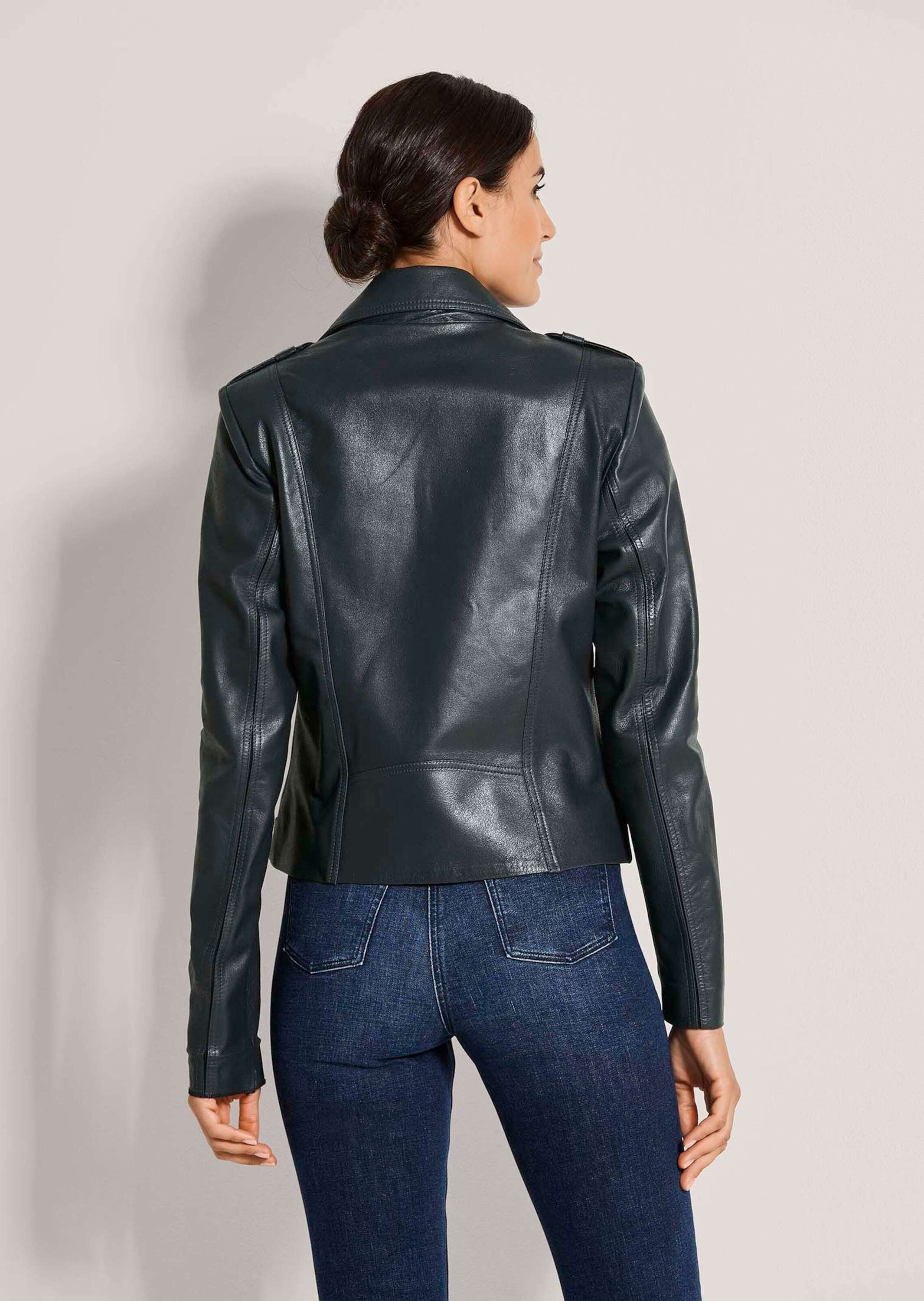 MADELEINE Lederjacke »Lederjacke Kurzjacke mit glänzender Oberfläche« Verkürzte Form