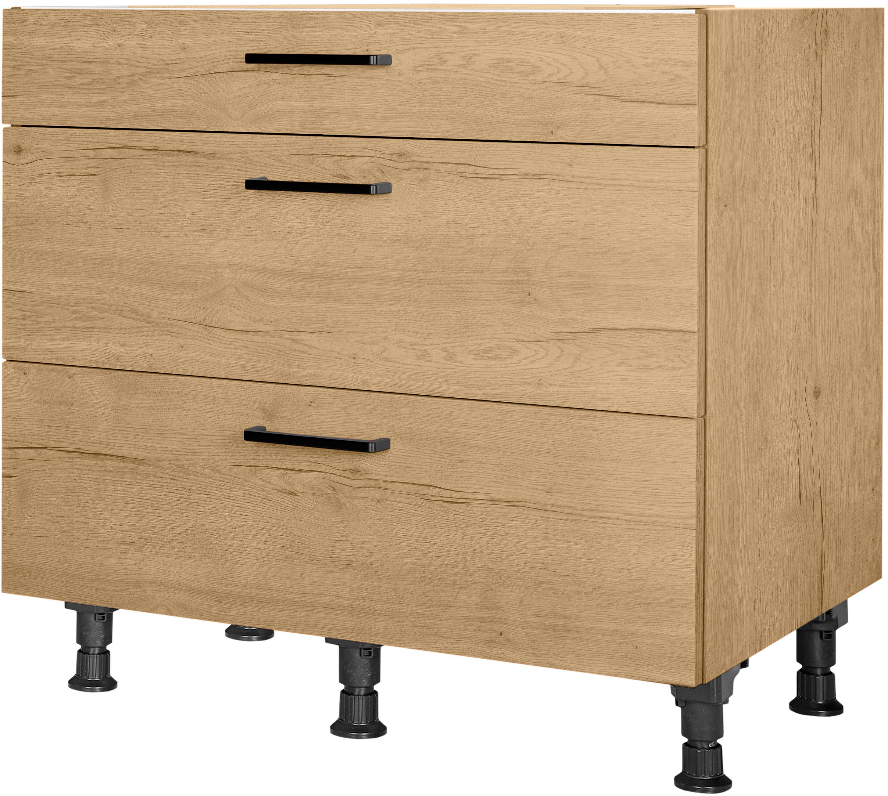 nobilia Unterschrank ""Structura", vormontiert, mit höhenverstellbaren Sockelfüßen, in den" Breiten 30, 45, 60 und 90 cm, mit Schubkasten und Auszügen