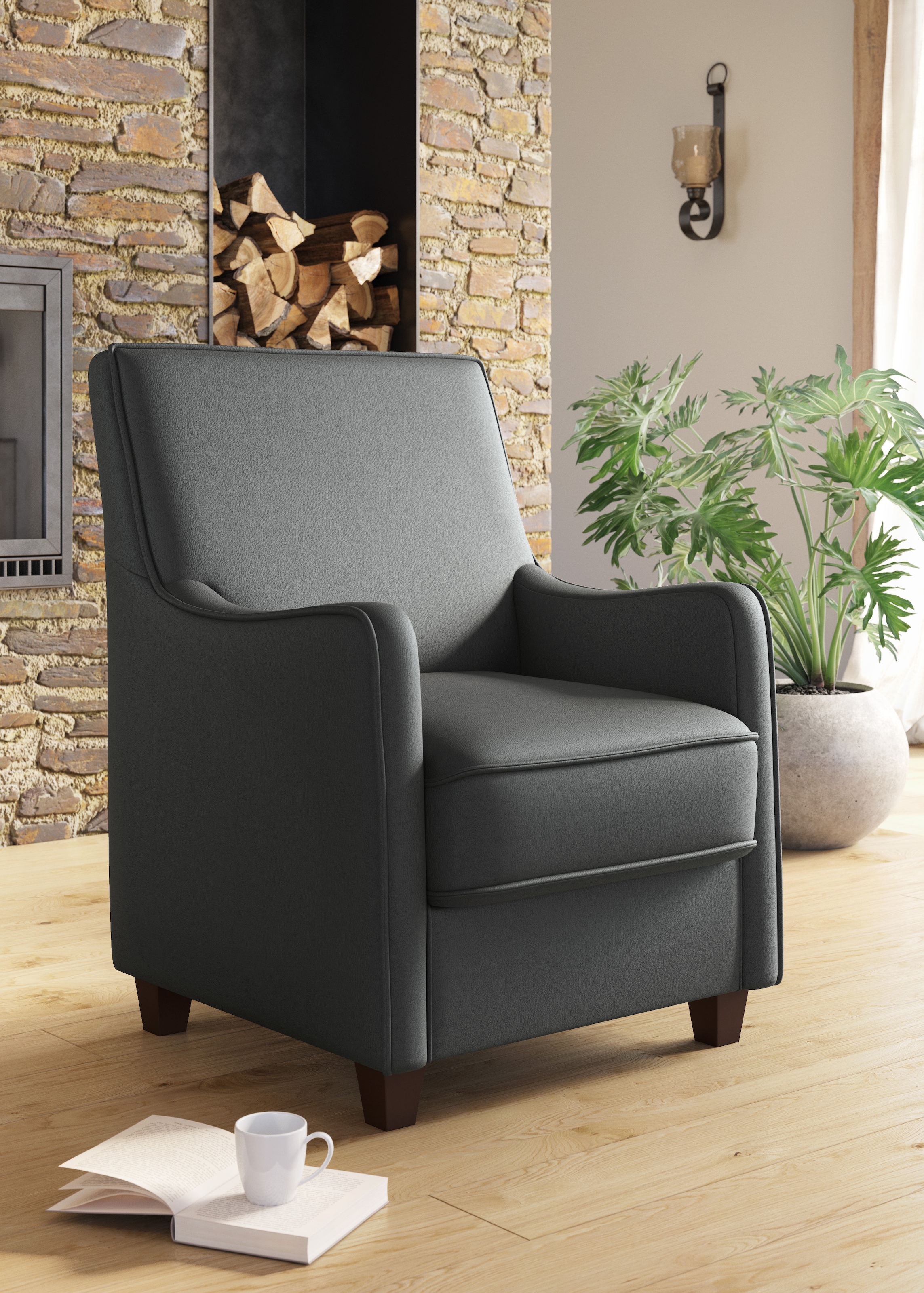 Home affaire Sessel "County" 1 Stk. tlg. mit englischer Naht und Federkern- günstig online kaufen