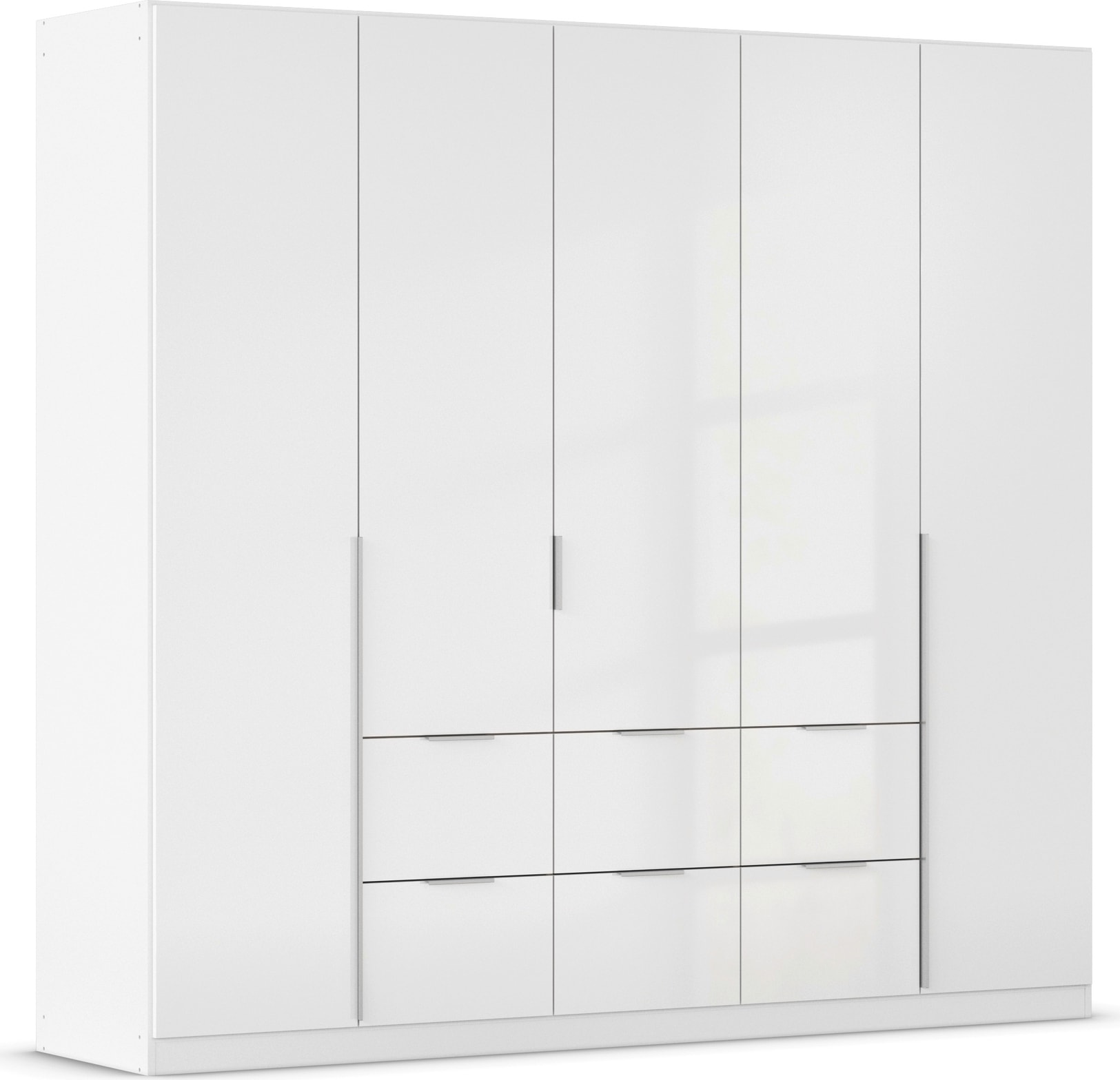 OTTO home Drehtürenschrank "Kleiderschrank Schrank Garderobe AGORDO mit Dekor- oder Hochglanzfront" in zwei Griff-Farben, Breite 226 cm, mit Außenschubkästen, Serie in 7 Breiten und 2 Höhen MADE IN GERMANY