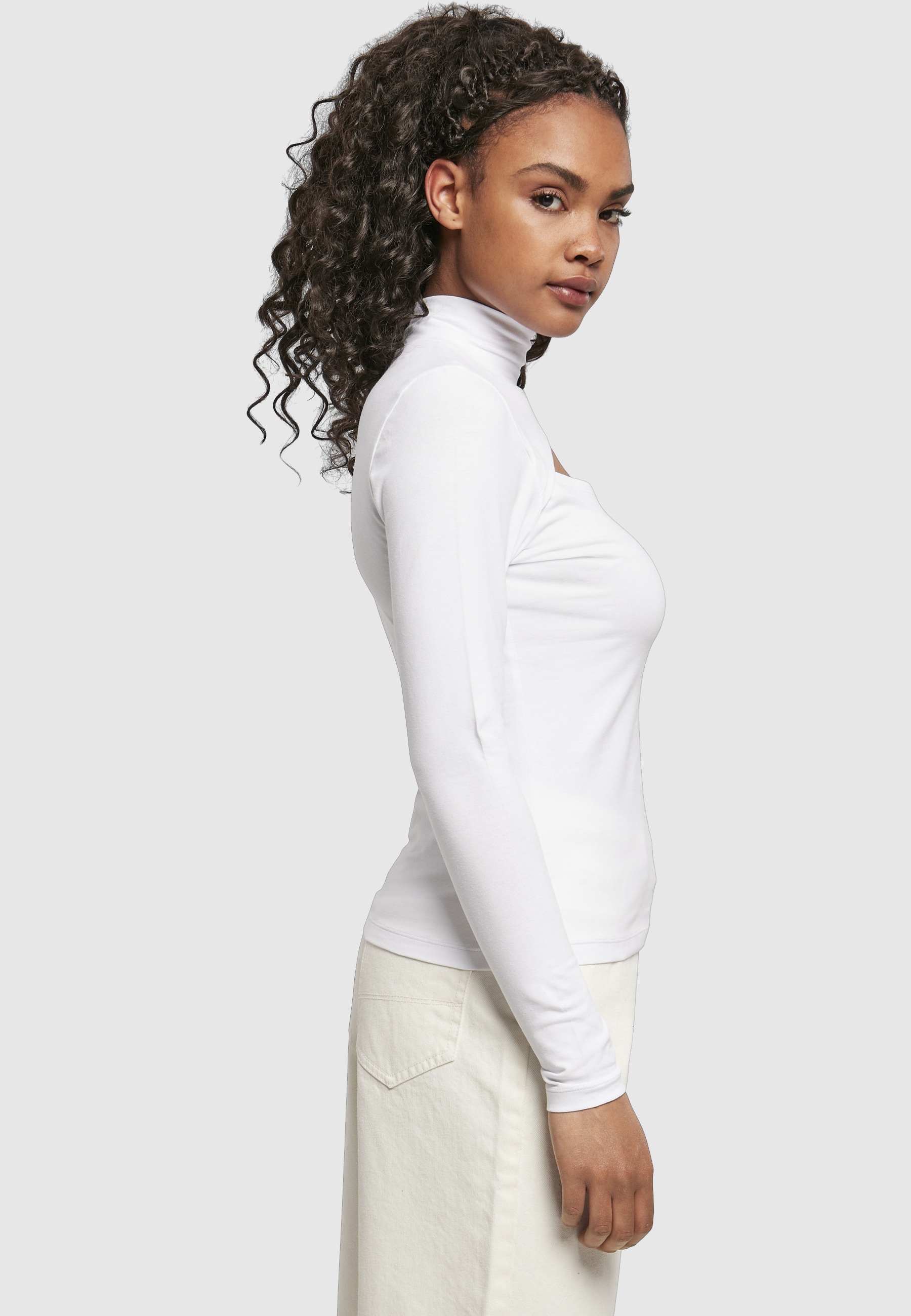 URBAN CLASSICS Langarmshirt »Urban Classics Damen Ladies Cut-Out Turtleneck Longsleeve« 1 Stk.