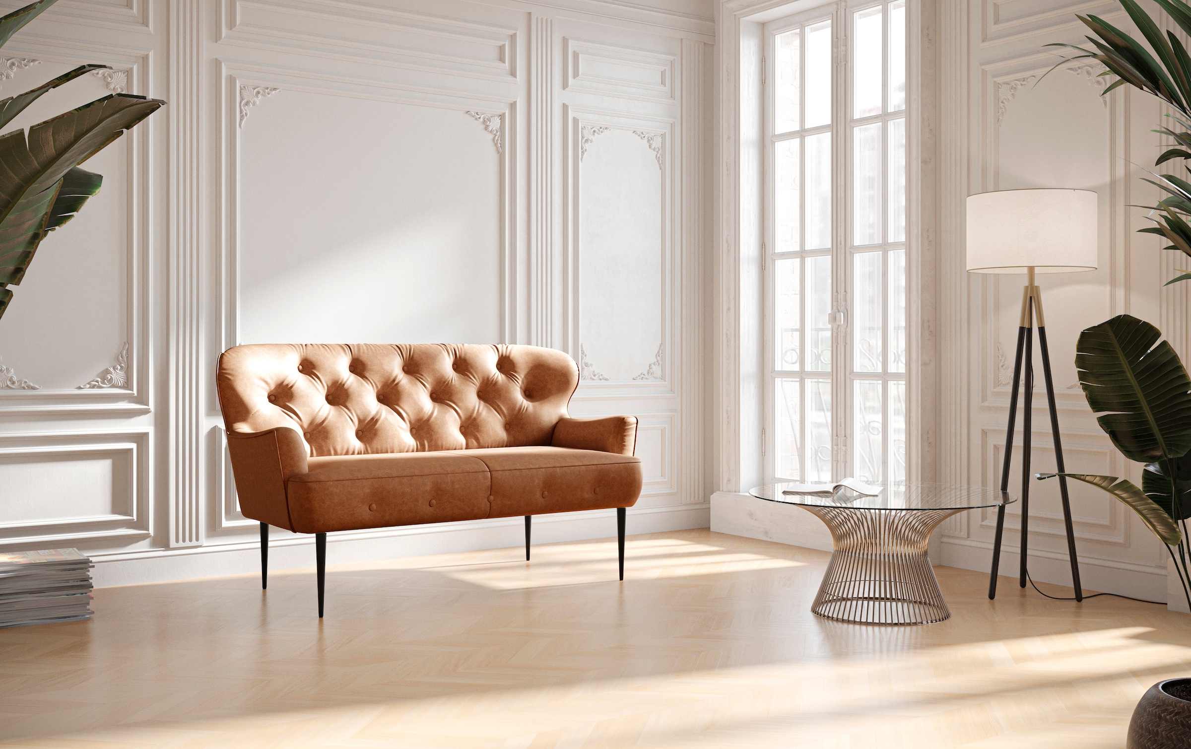 Home affaire 2-Sitzer "Amber" mit Knopfheftung,in verschieden Stoffarten günstig online kaufen