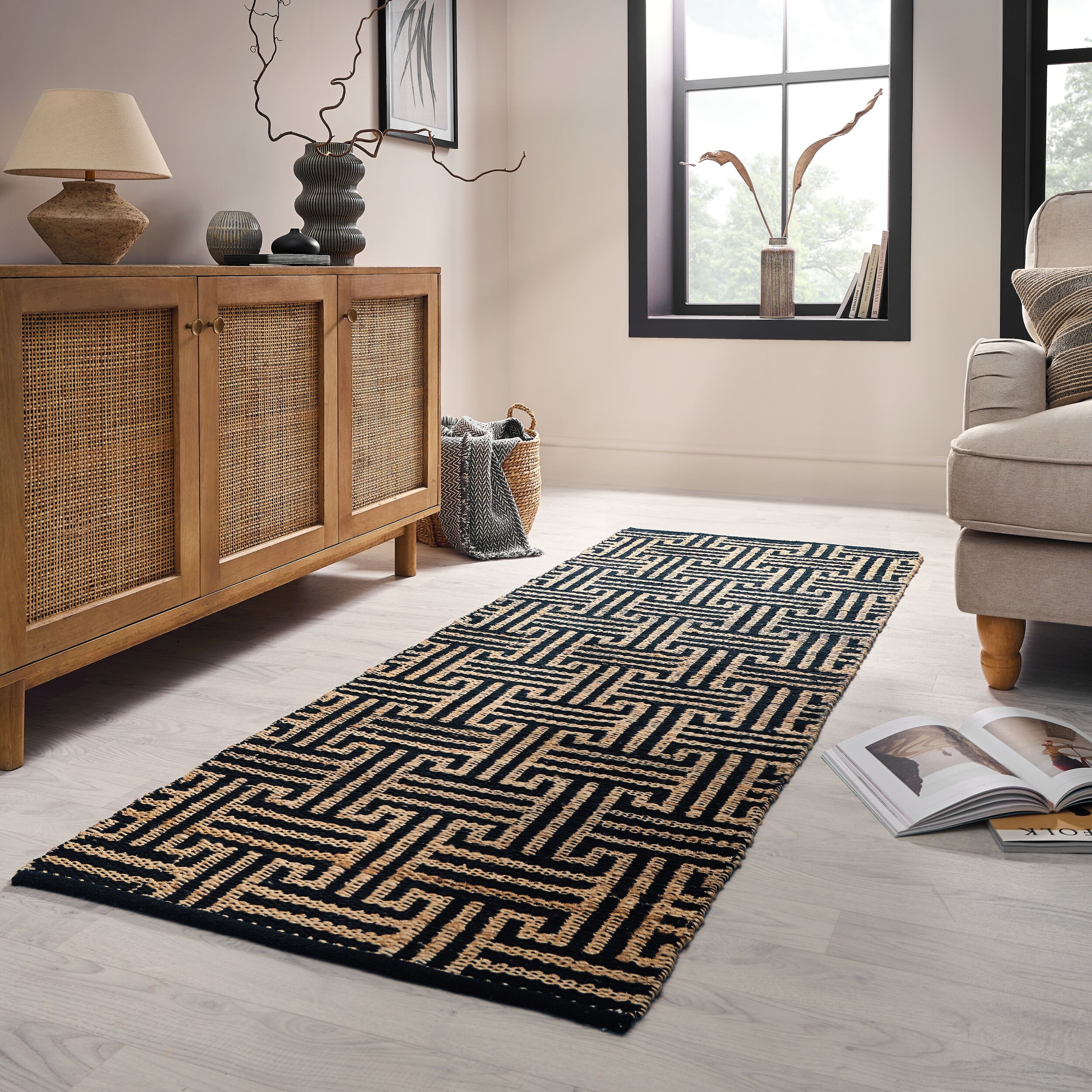FLAIR RUGS Teppich "Meander Jute" rechteckig mit griechischem Muster günstig online kaufen