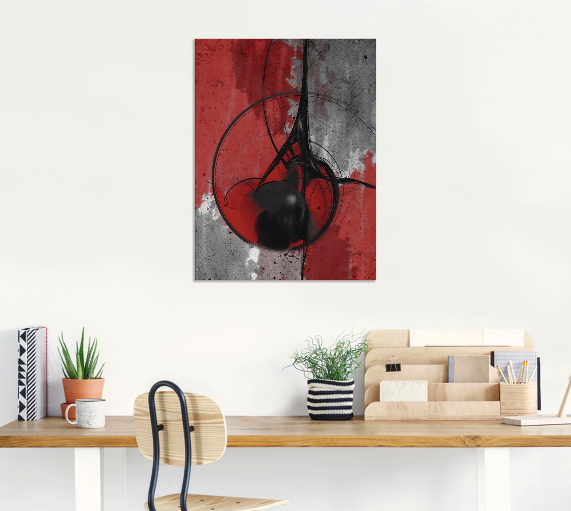 Artland Wandbild "Abstrakt in rot und schwarz" Gegenstandslos 1 Stk. tlg. a günstig online kaufen