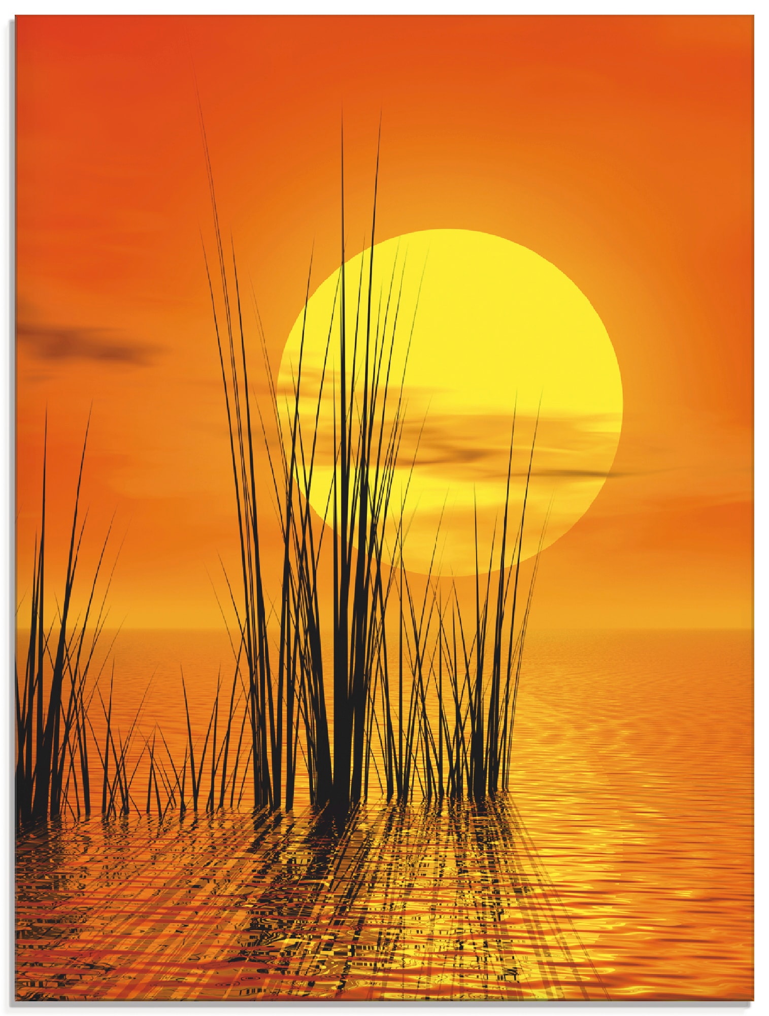 Artland Wandbild »Sonnenuntergang mit bestellen Wandaufkleber Leinwandbild, Poster Größen in (1 | oder -untergang, Sonnenaufgang BAUR als St.), versch. & Schilf«