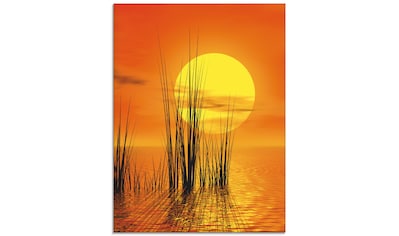 Artland Wandbild »Sonnenuntergang mit Schilf«, Sonnenaufgang & -untergang, (1  St.), als Leinwandbild, Wandaufkleber oder Poster in versch. Größen  bestellen | BAUR
