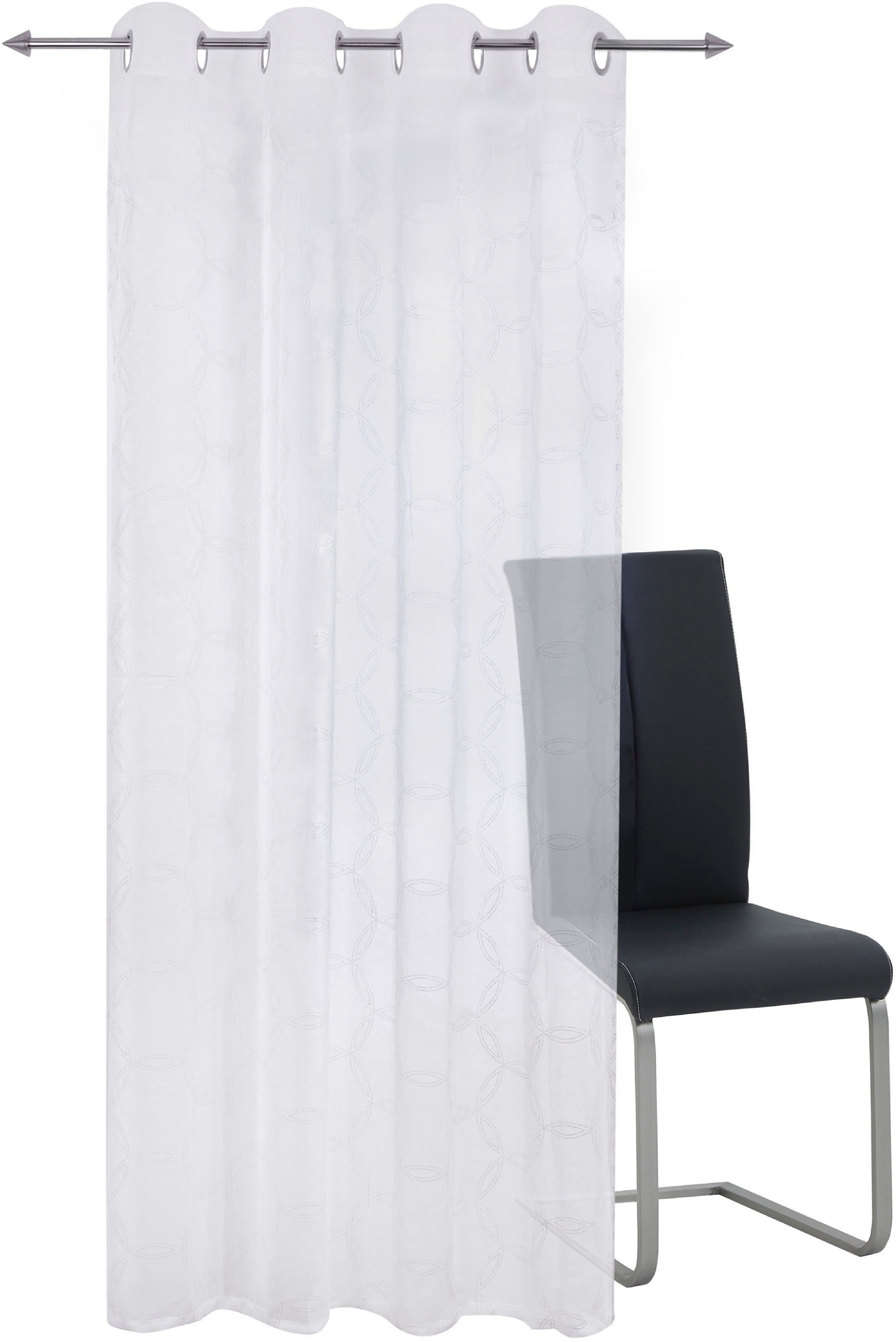 decolife Gardine "Vilda" Ösen 1 Stk. tlg. weiß mit silberfarbigen Akzenten günstig online kaufen