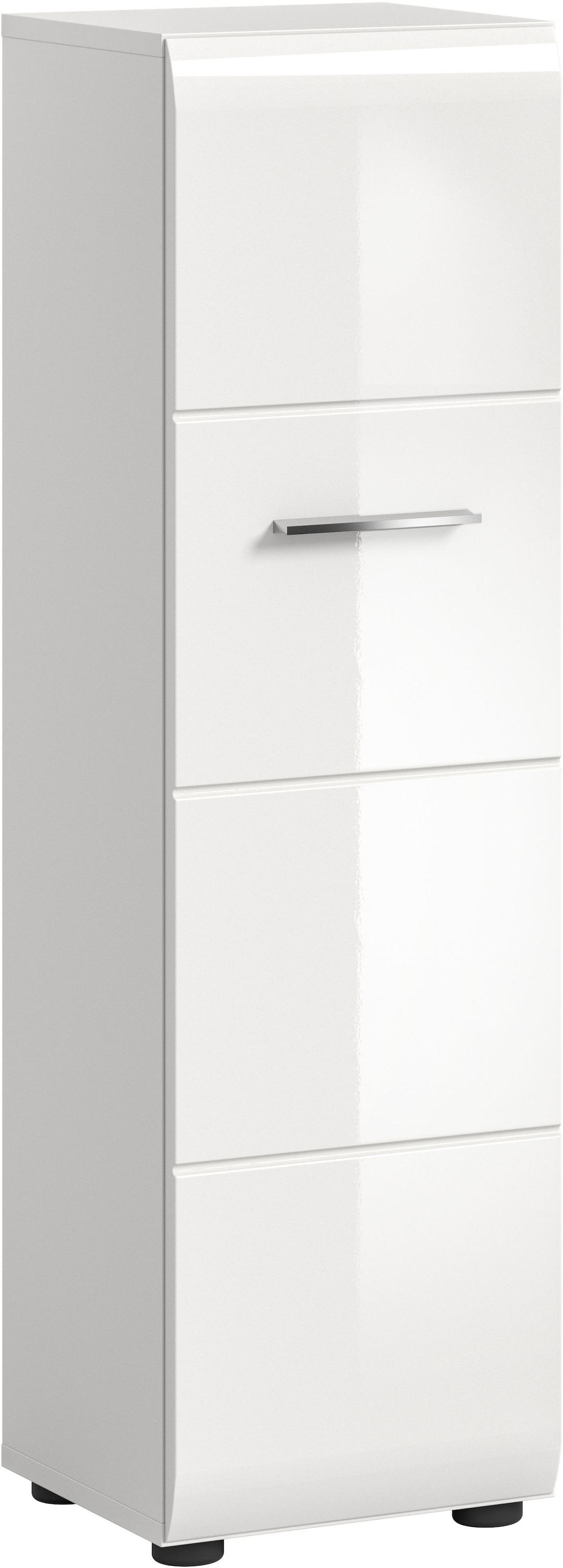 welltime Stauraumschrank "FLORENZ, Höhe 106 cm, 1 Tür, 4 Fächer, stehend & hängend montierbar" TOPSELLER, 1 Stk. tlg. Türanschlag wechselbar, hochwertige MDF Front, Badschrank, Bad