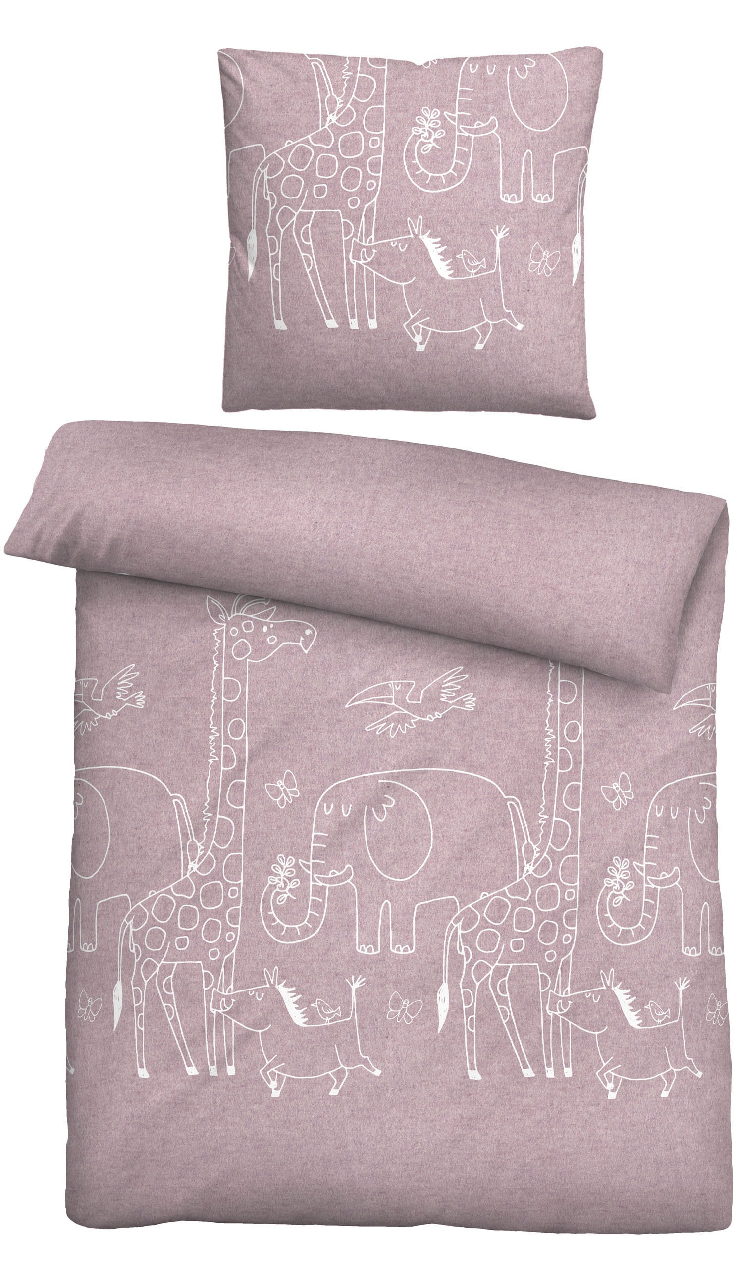 Biberna Kinderbettwäsche »0840520«, kuschelig warm, samtweich, Melange, 100% Baumwolle, made in Germany