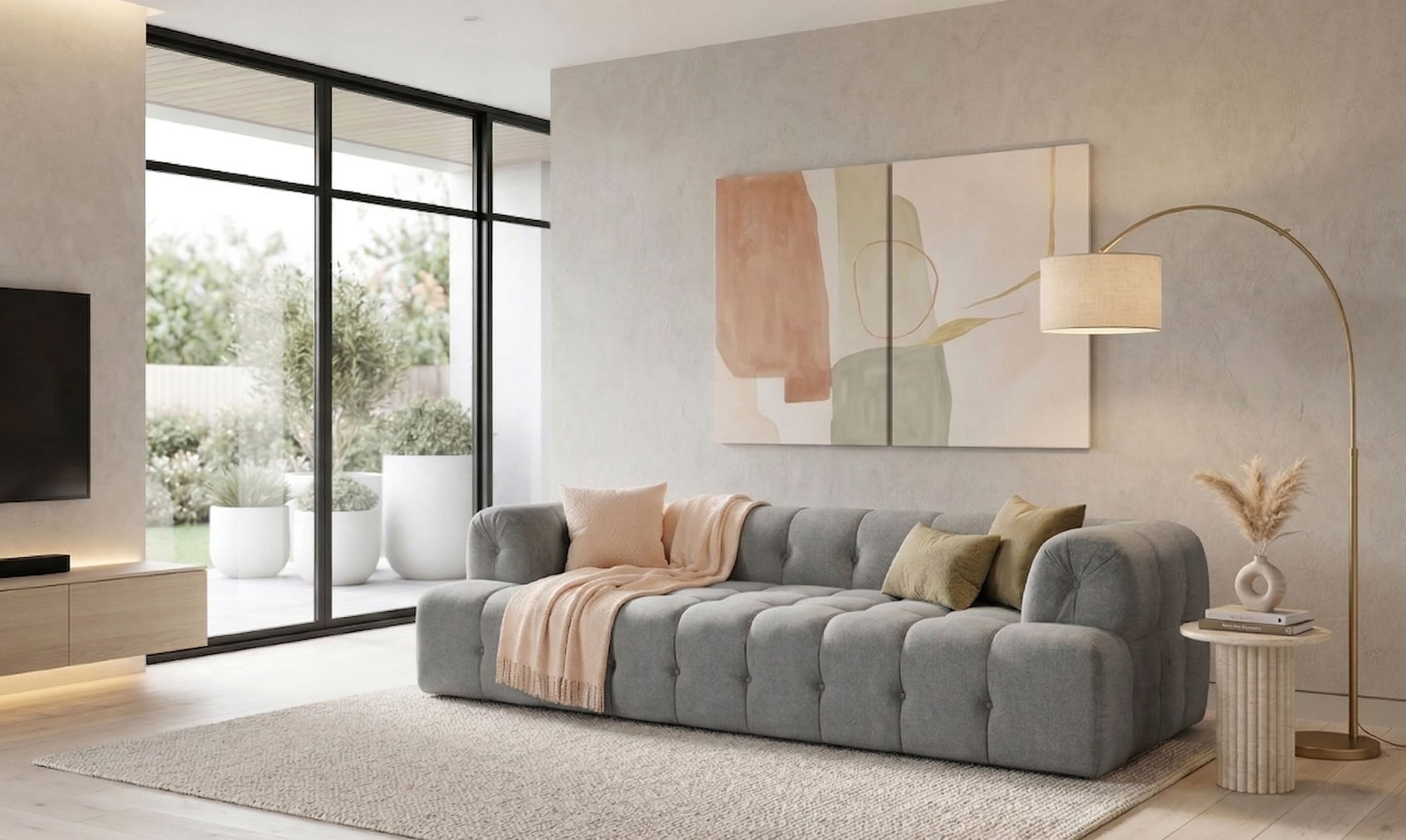 Home affaire 3-Sitzer "APERIRE Design-Sofa, moderne Steppung, Breite 225 cm" mit Wellenunterfederung, gemütlich und modern, komfortables Sitzgefühl