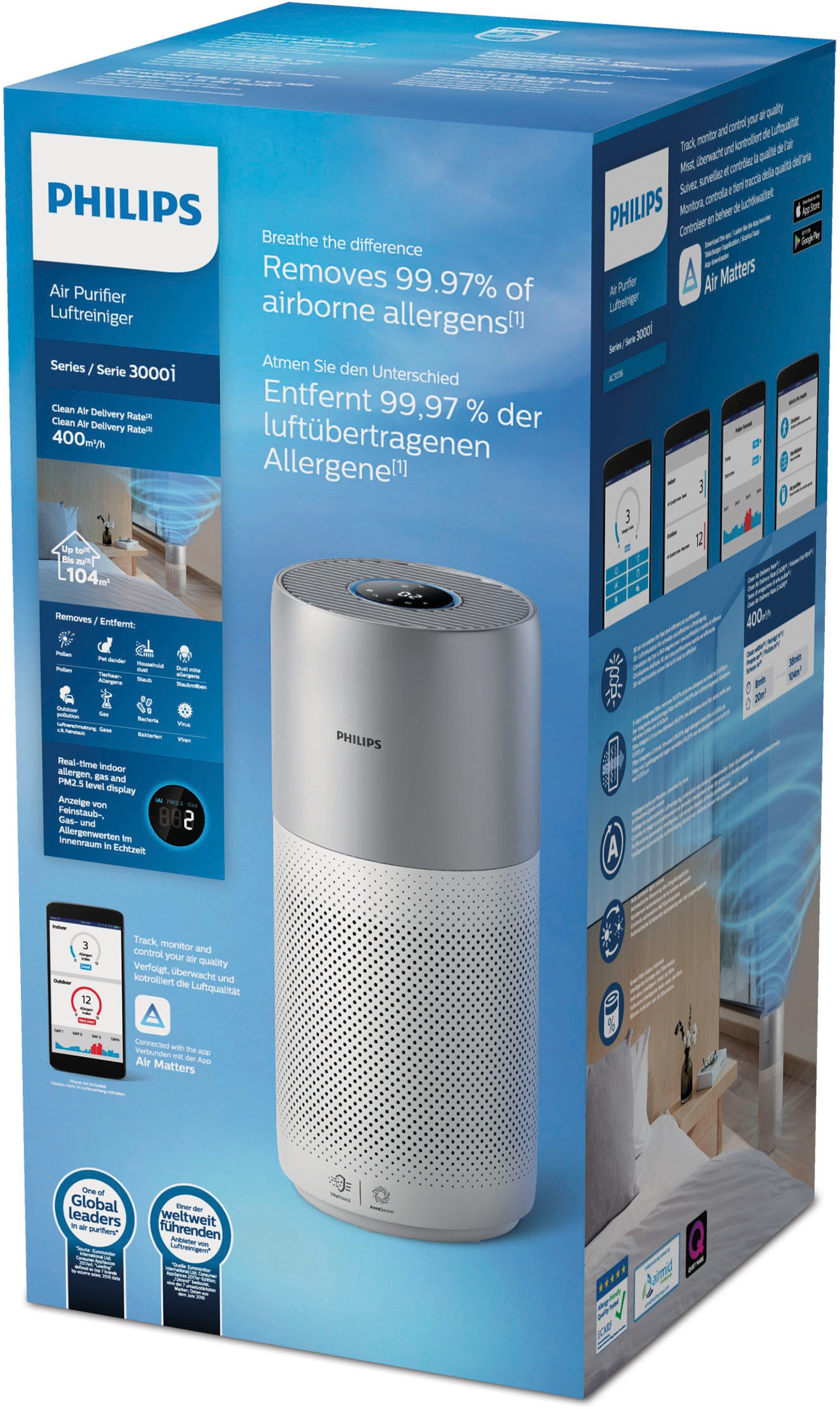 Philips Luftreiniger Ac3036 10 Series 3000i Fur 104 M Raume Online Bestellen Baur