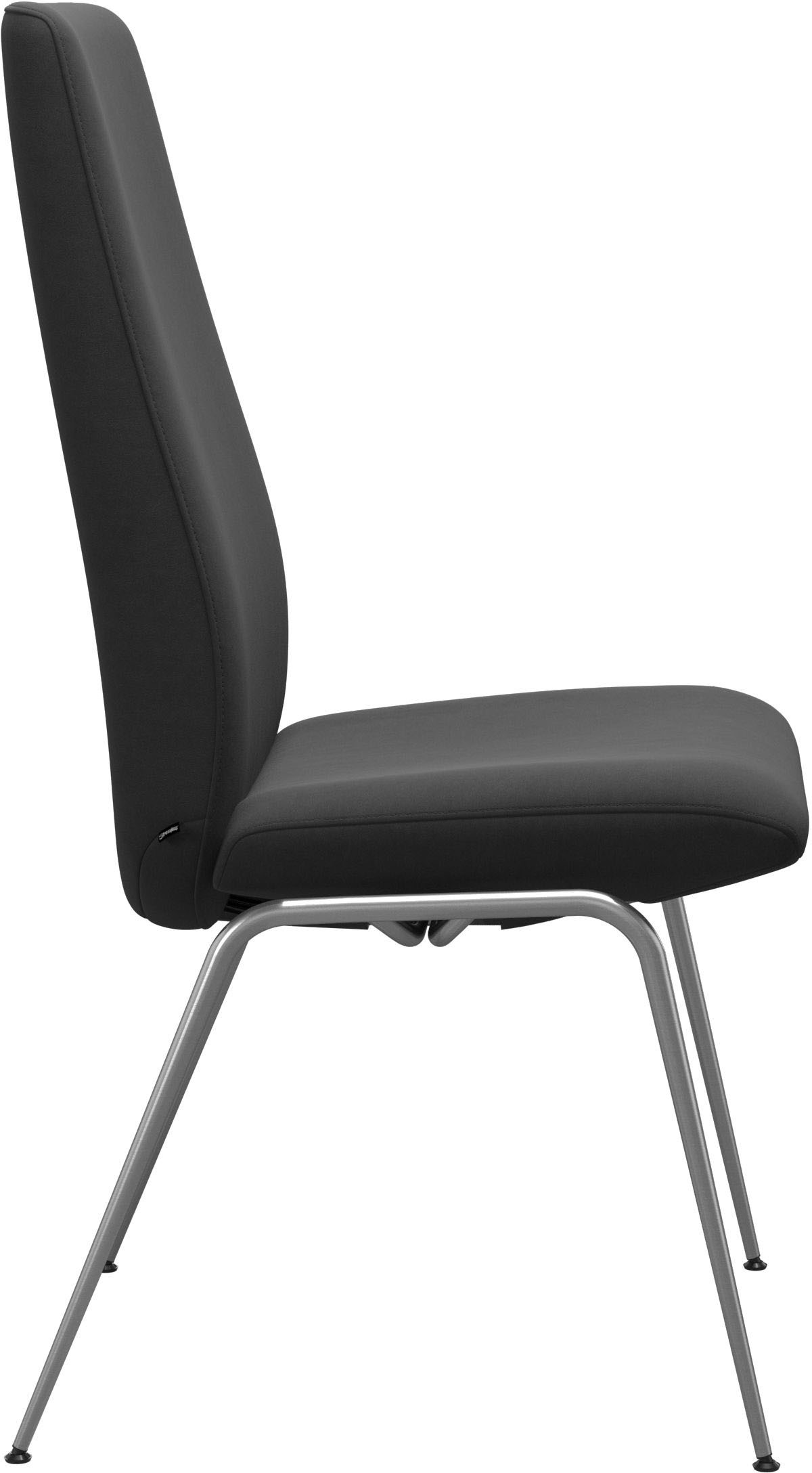 Polsterstuhl STRESSLESS "Laurel", grau (charcoal dinamica, chrom glänzend), B:57cm H:105cm T:60cm, Microfaser DINAMICA (88% Polyester, 12% Polyurethan), Stühle, Polsterstuhl, High Back, Größe L, mit Beinen aus Stahl in Chrom glänzend 3