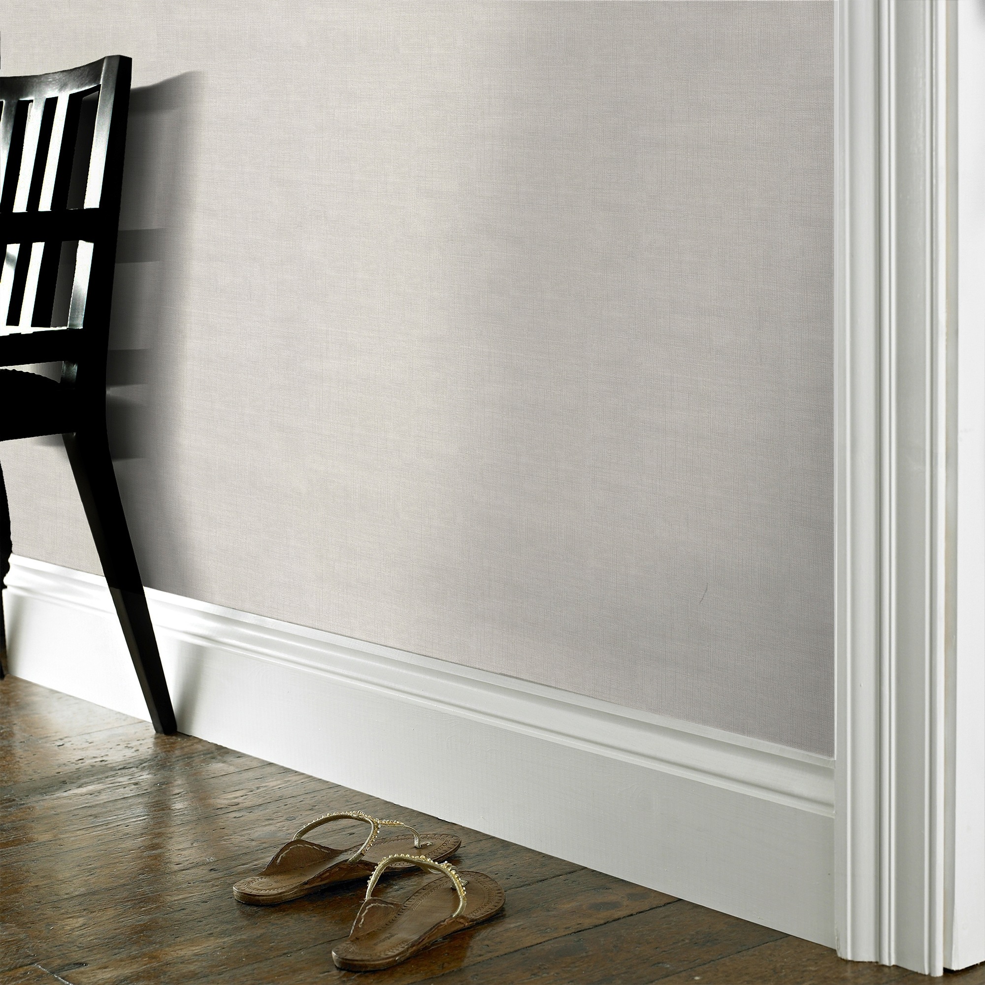 WOW Vliestapete »Linien Uni«, Leinenoptik, Weiß/Grau - 10m x 52cm