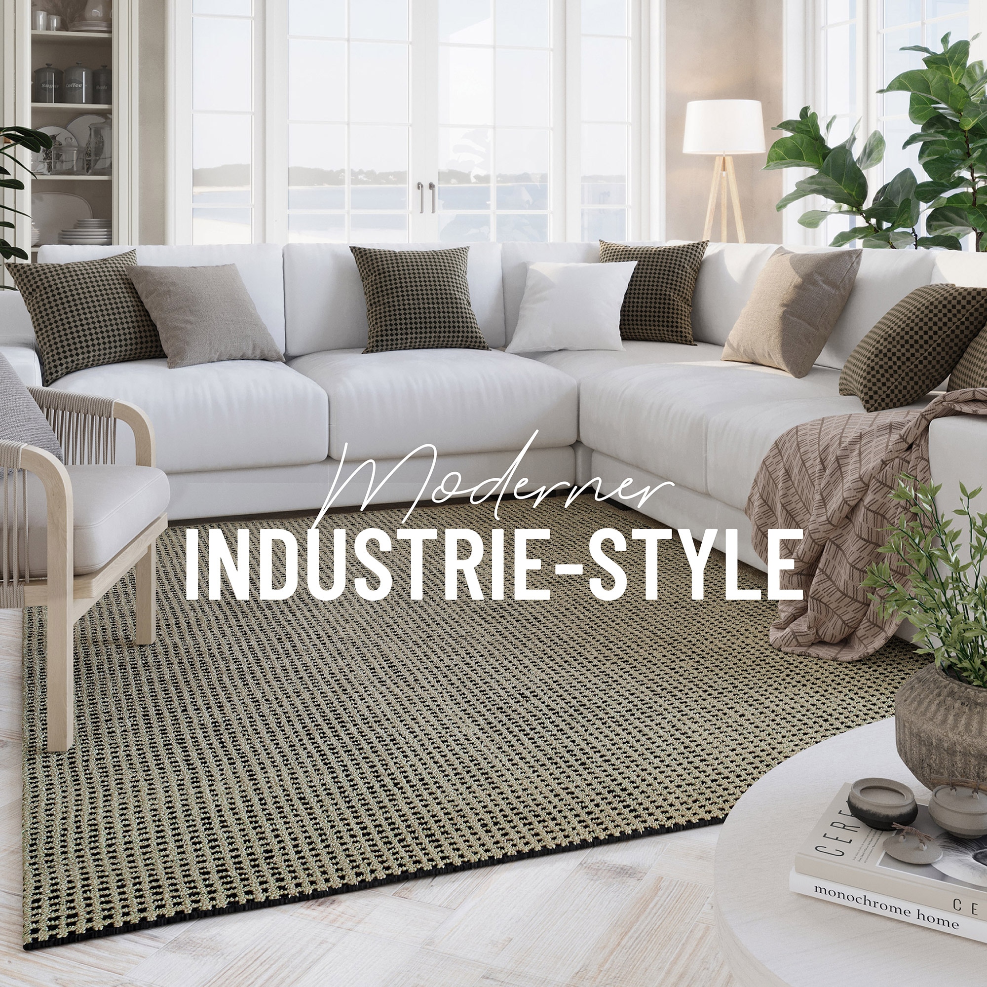 Wecon home Teppich »Hamptons TWENTYNINE«, rechteckig, 10 mm Höhe, Läufer, Kurzflor, Wohnzimmer, Schlafzimmer, elegant, robust, Karo