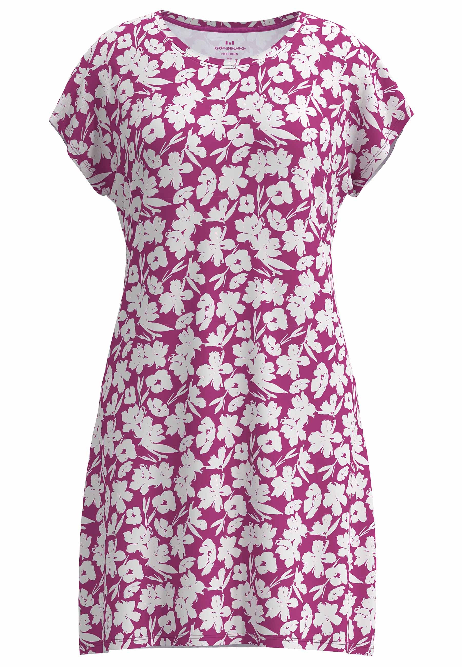 GÖTZBURG Nachthemd knielang, Kurzarm, Rundhalsausschnitt, geblümt, Baumwoll günstig online kaufen