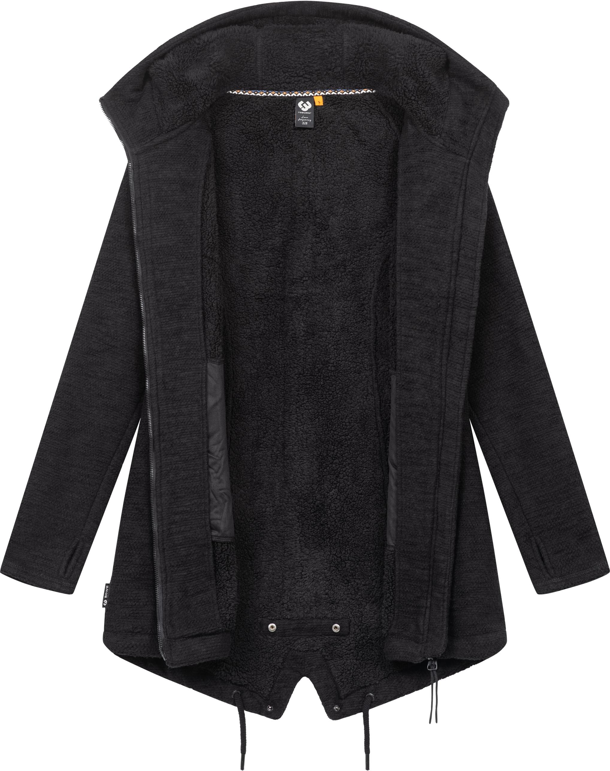 Ragwear Kapuzenstrickjacke »Wingi Melange«, Sportliche Kapuzenjacke mit Teddy-Kunstfell