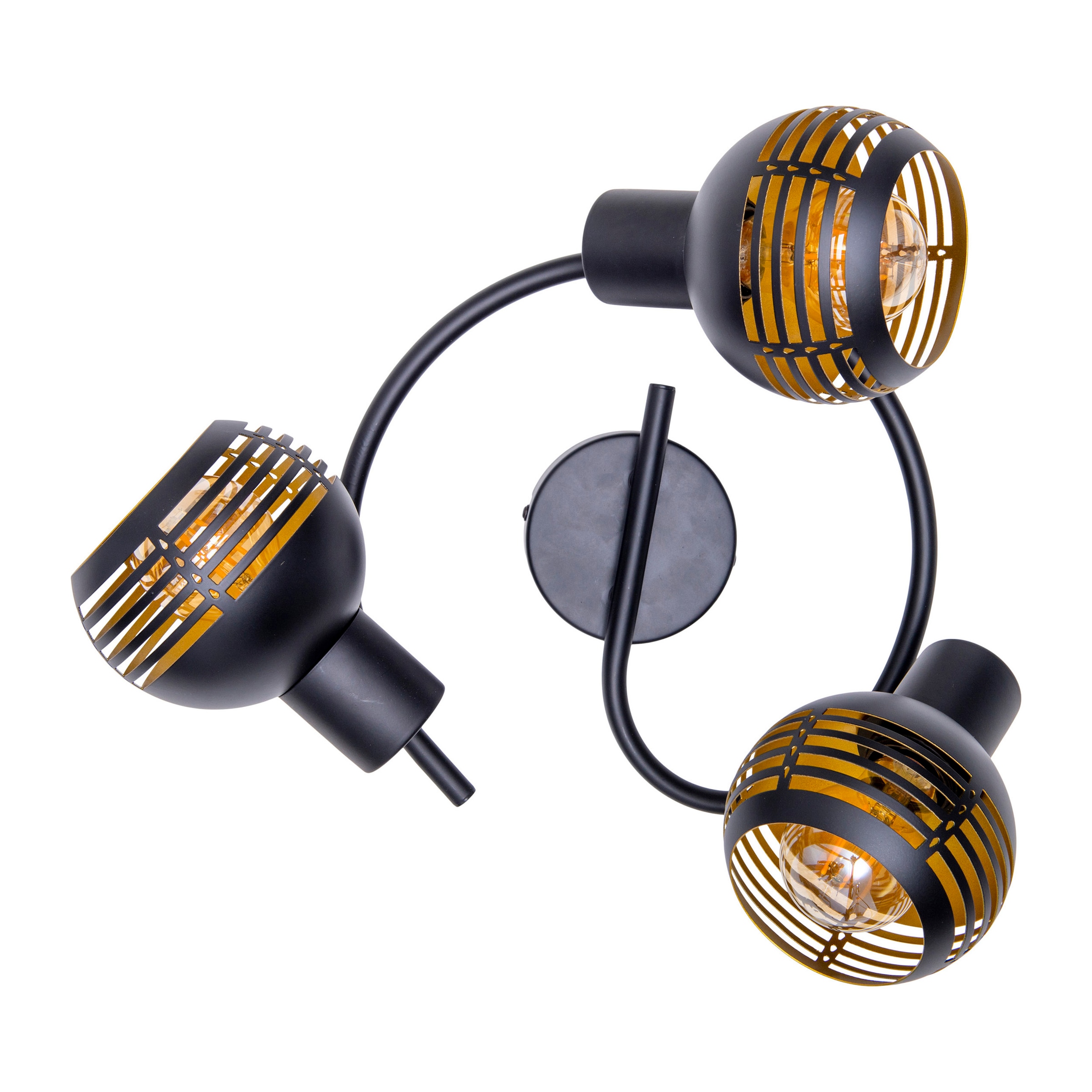 näve Deckenspots »Casco« E27 1 Stk. 3er Wand-/Deckenrondell schwarz, innen golden, exkl. 3x E27, D: 48cm