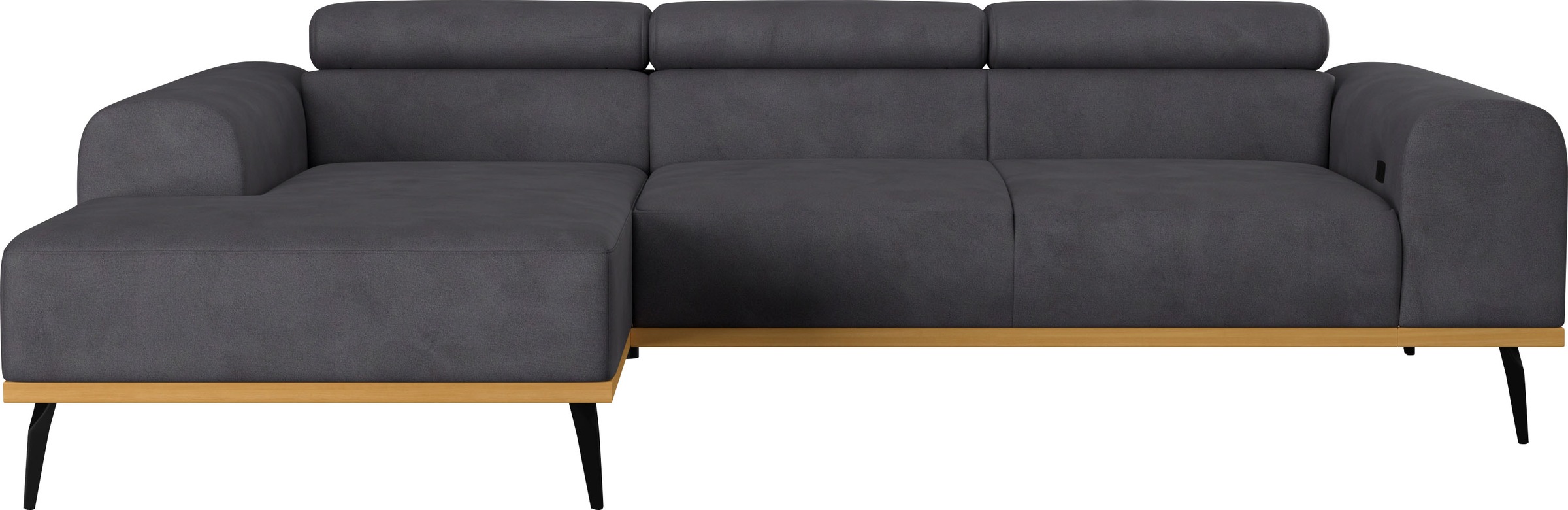 Places of Style Ecksofa »Carlo L-Form«, mit Kopfteilverstellung & Holz-Rahmenoptik, wahlweise Relaxfunktion