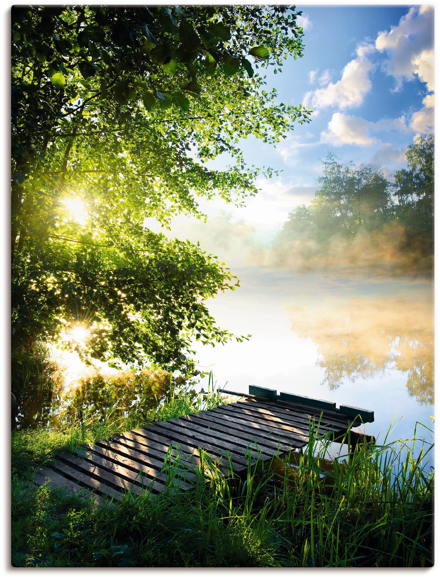 Artland Wandbild »Angelsteg am Morgen«, Gewässer, (1 St.), als Alubild,  Leinwandbild, Wandaufkleber oder Poster in versch. Größen bestellen | BAUR