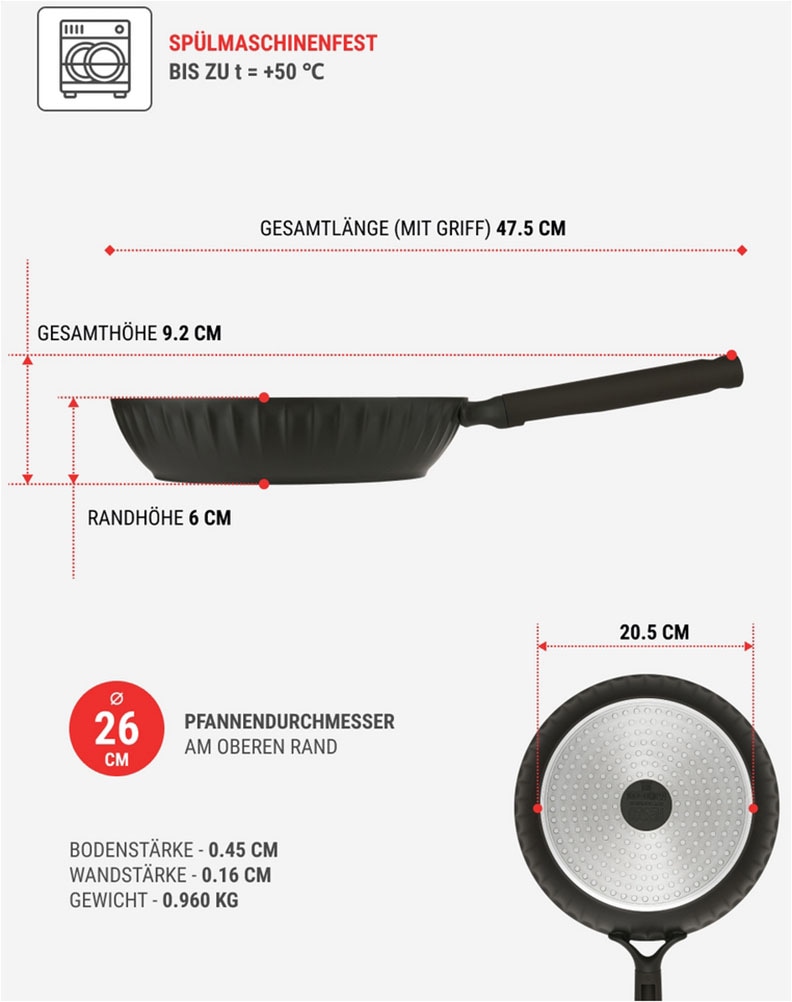 RESTO Kitchenware Bratpfanne »Ascella, antihaftbeschichtet und spülmaschinenfest«, Aluminiumguss, (1 tlg.), Induktion, für alle Herdarten geeignet
