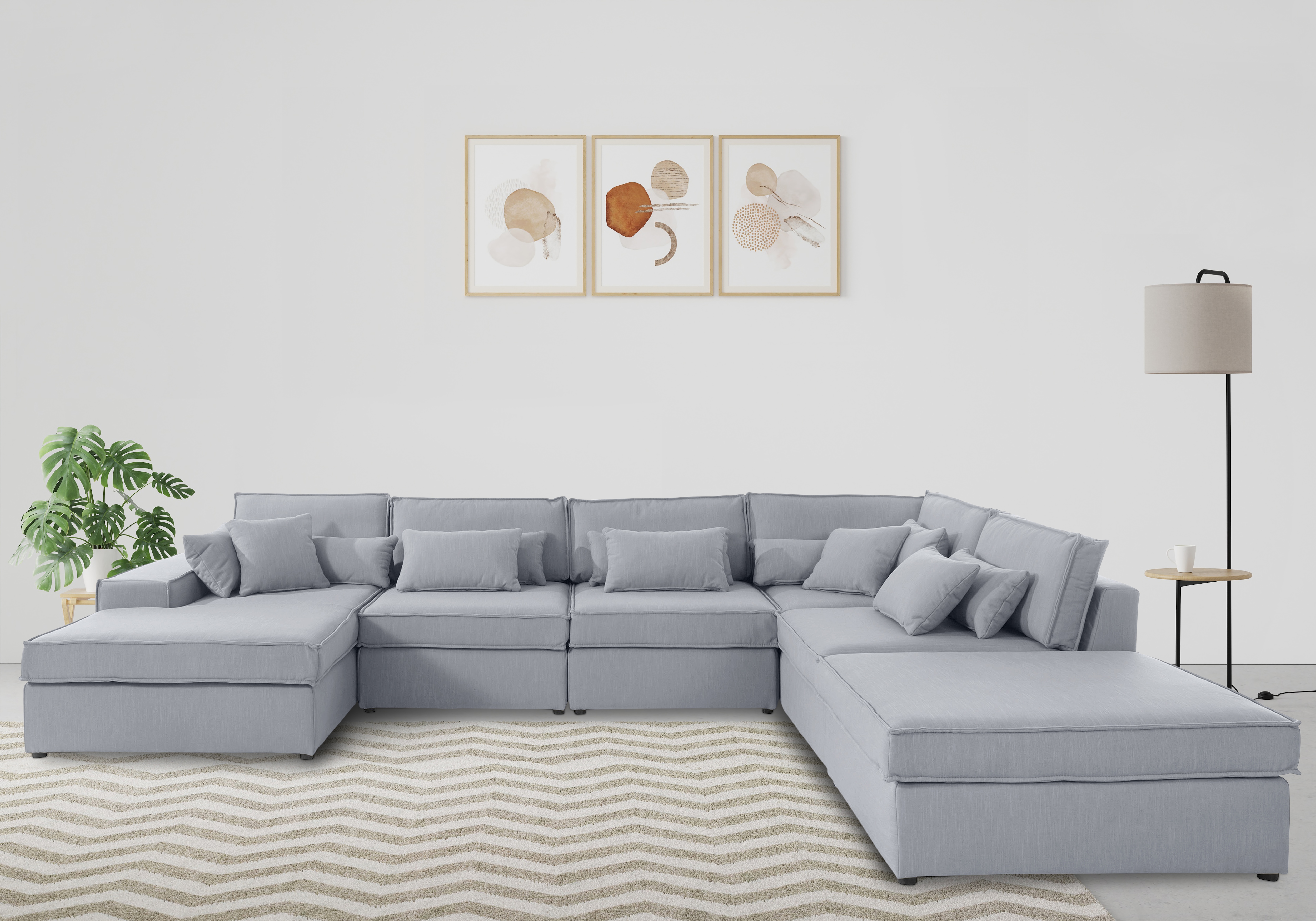OTTO home Wohnlandschaft "Florid U-Form" 6 Teile, bestehend aus Modulen, viele Bezugsqualitäten, auch in Cord