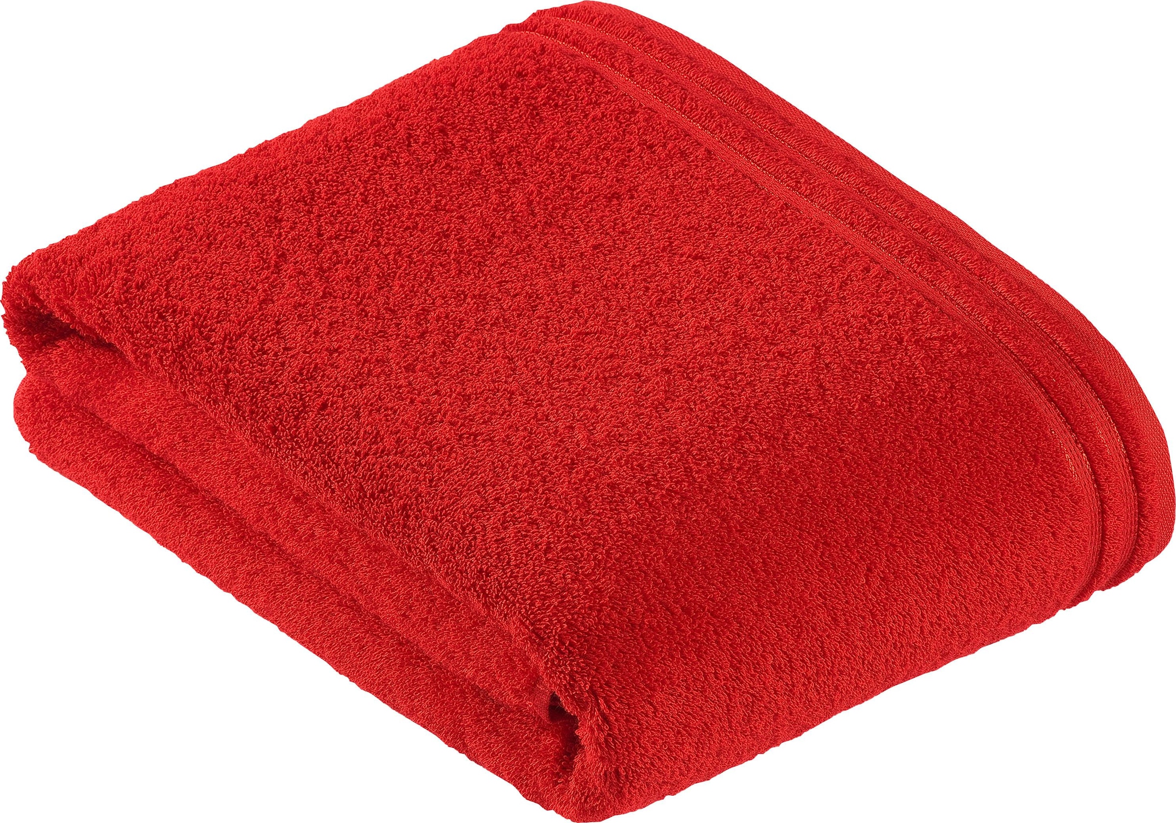 Badetuch VOSSEN, B:100cm L:150cm, rot, Walkfrottee, Obermaterial: 100% Baumwolle, Handtücher, "Calypso Feeling", mit schmaler Bordüre aus 100%