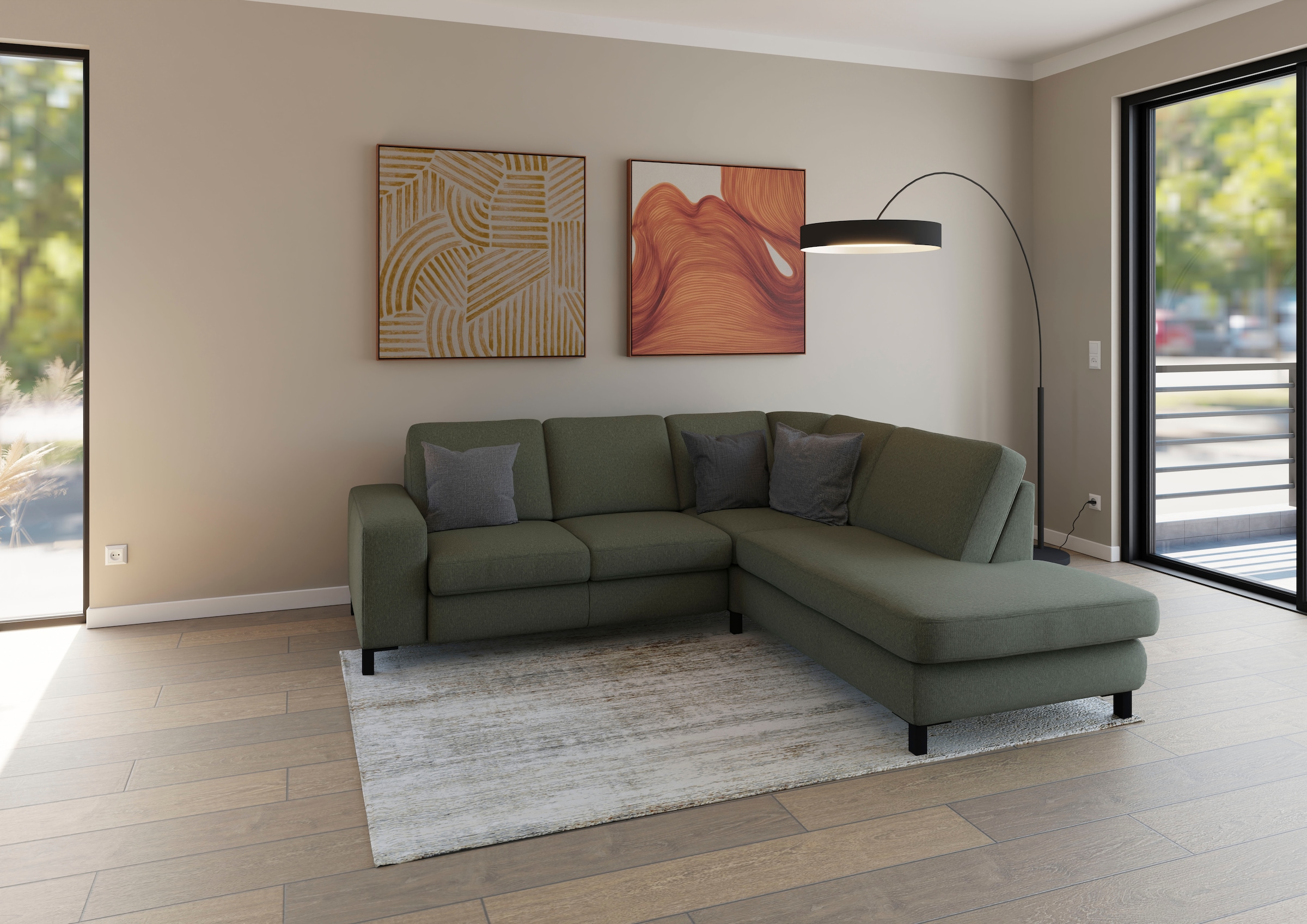 Musterring Ecksofa »MR365« Mit gerader 27 cm Armlehne, wahlweise in 3 Materialien, 245 x 219 cm