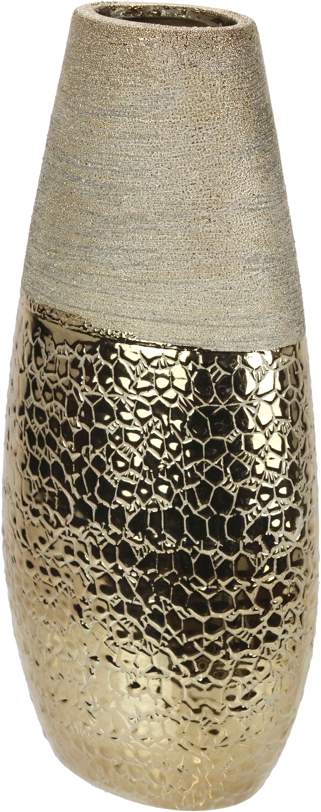 I.GE.A. Dekovase »Blumenvase«, (1 St.), Dekovase Zylindervase silber weiß glänzend Blumenvase Modern Tischvase