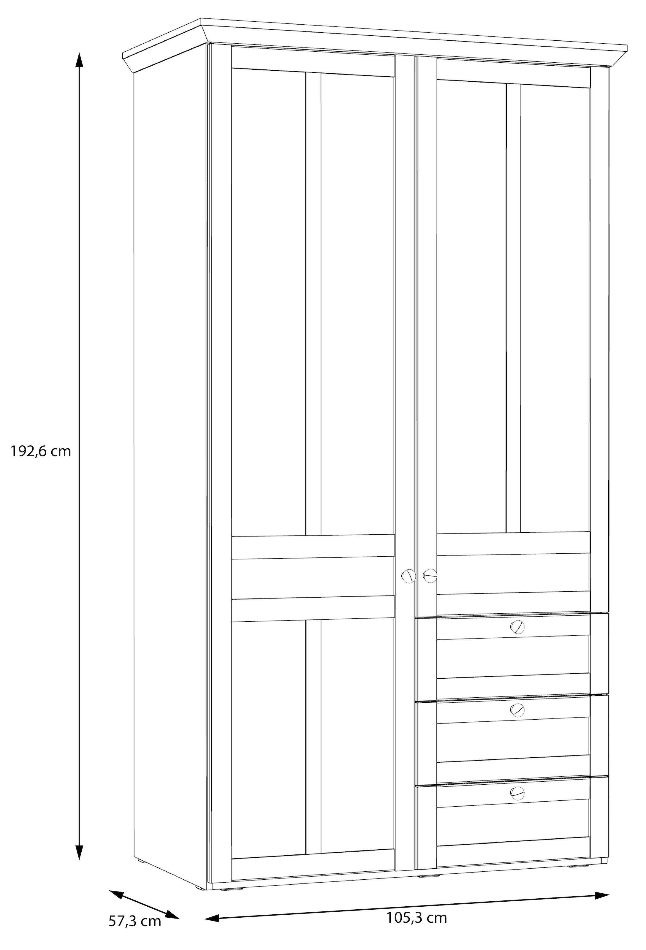 FORTE Kleiderschrank »Iloppa«, (Maße: B/H/T ca. 155x192,6x57,3 cm), im Landhausstil