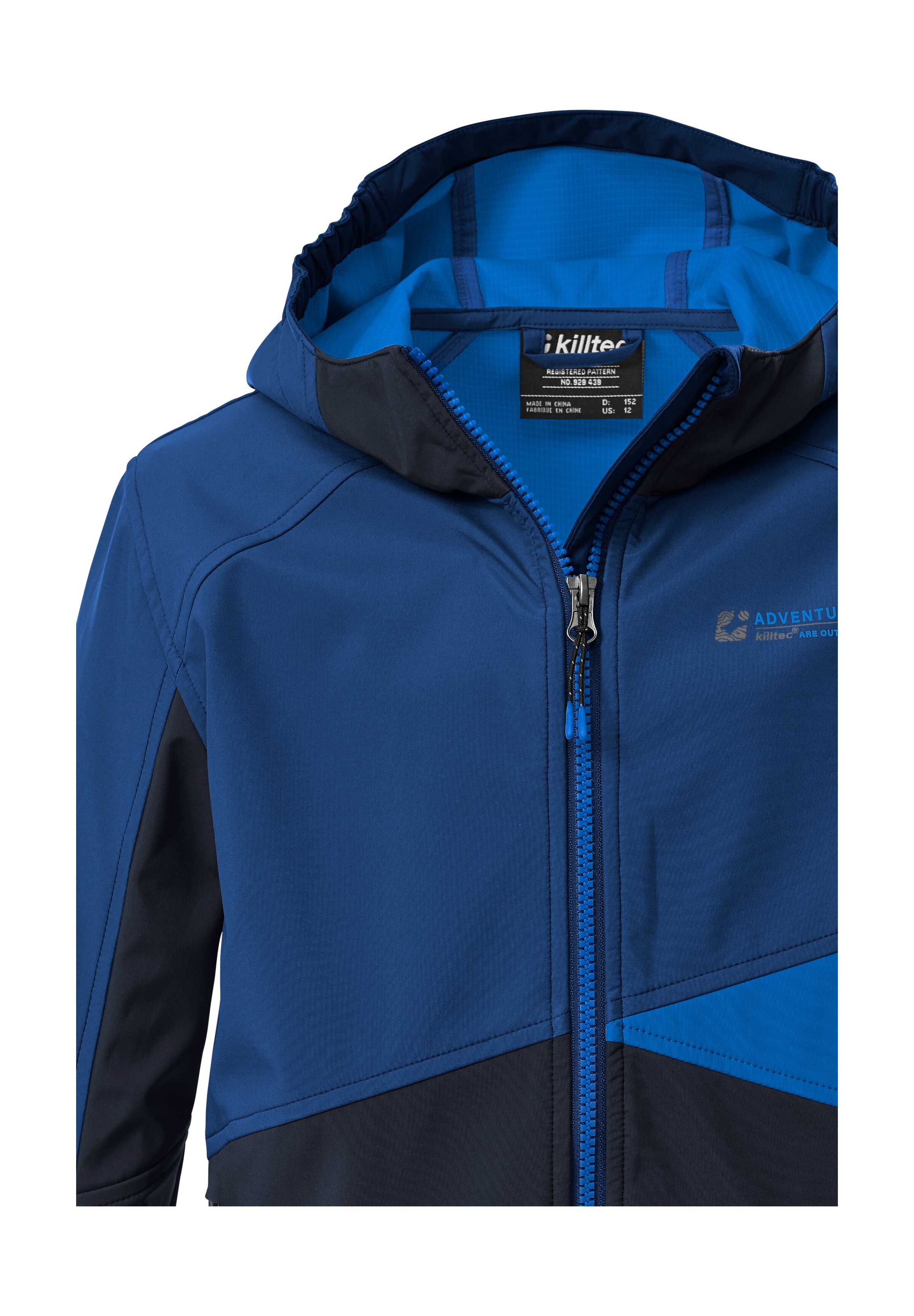 Softshelljacke KILLTEC "KOS 142 BYS SFTSHLL JCKT", Jungen, Gr. 164, denim, Oberseite: 100% Polyester;Rückseite: 100% Polyester;Futter: 100% Polyester, Jacken Softshelljacke, Wind- und wasserabweisende Kinderjacke, Colourblock-Design 2