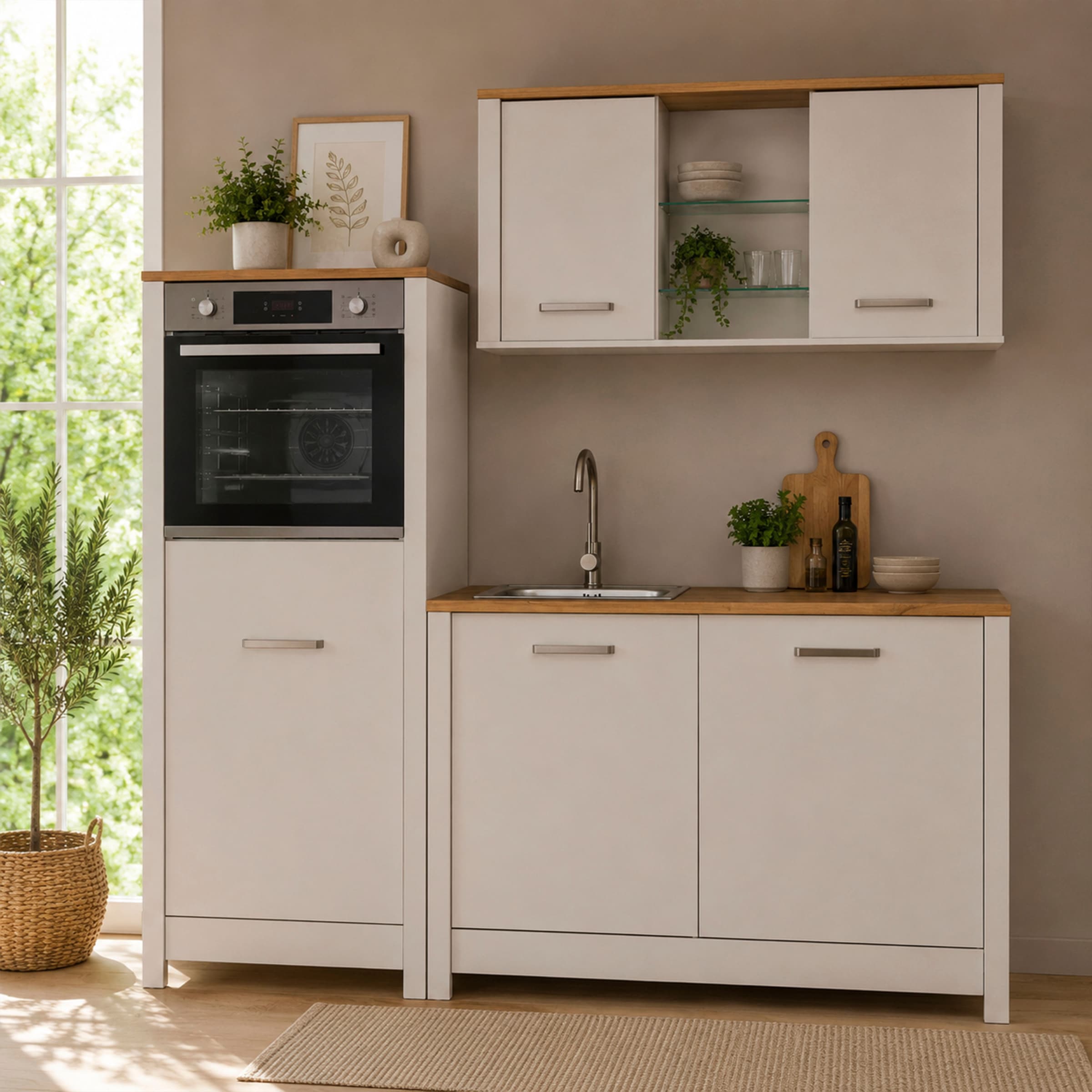 Inter Link Küchenzeile »Pienza, Einbauküche, Küchenblock, Küchenmodul, Kompaktküche« Ohne E-Geräte für Spülmaschine Backofen Kühlschrank B: 200 cm