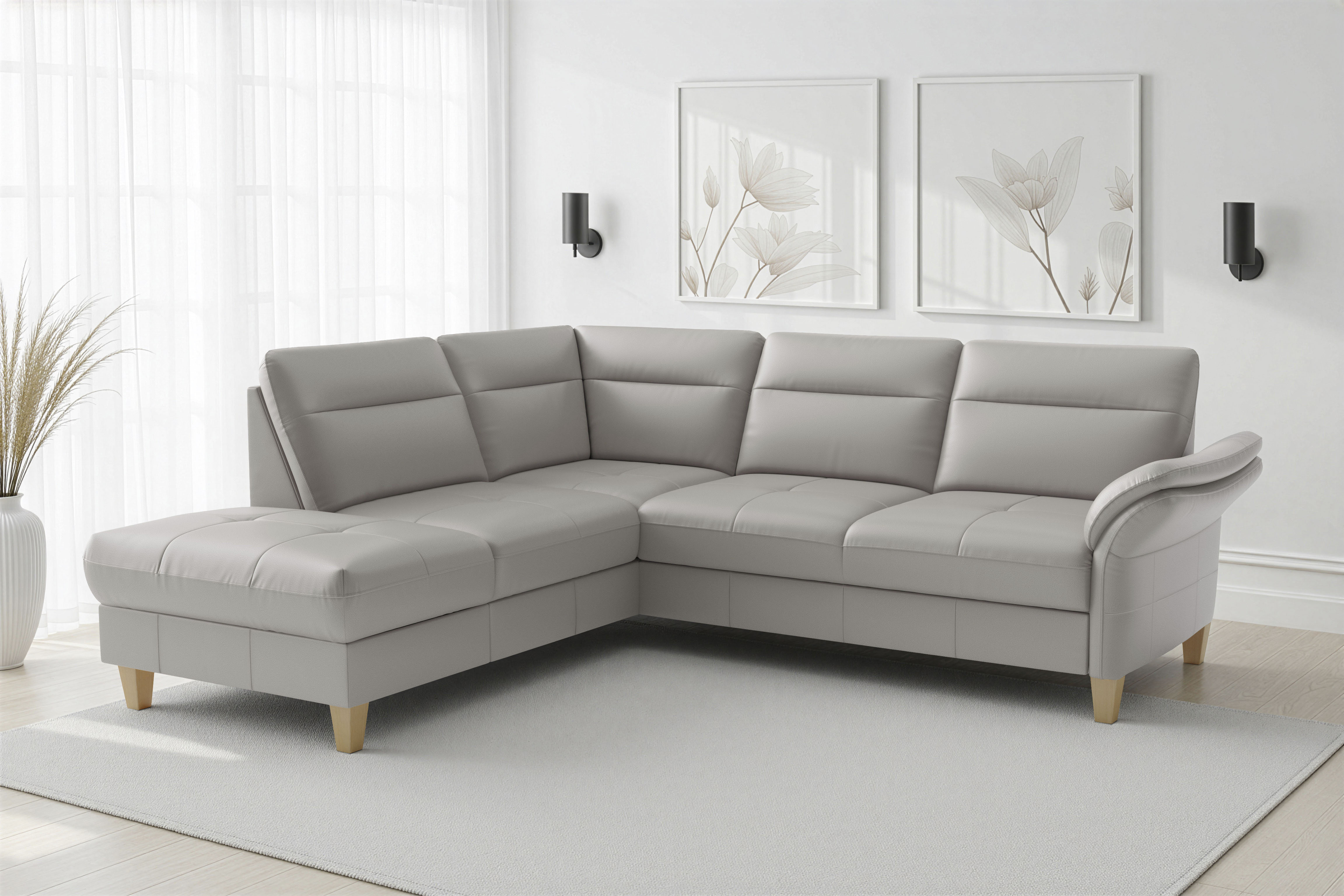 sit&more Ecksofa "Pamela L-Form, B: 218 cm, optional Schlaffunktion & Bettkasten, Leder" optional Armteilverstellung, Schlaffunktion & Bettkasten
