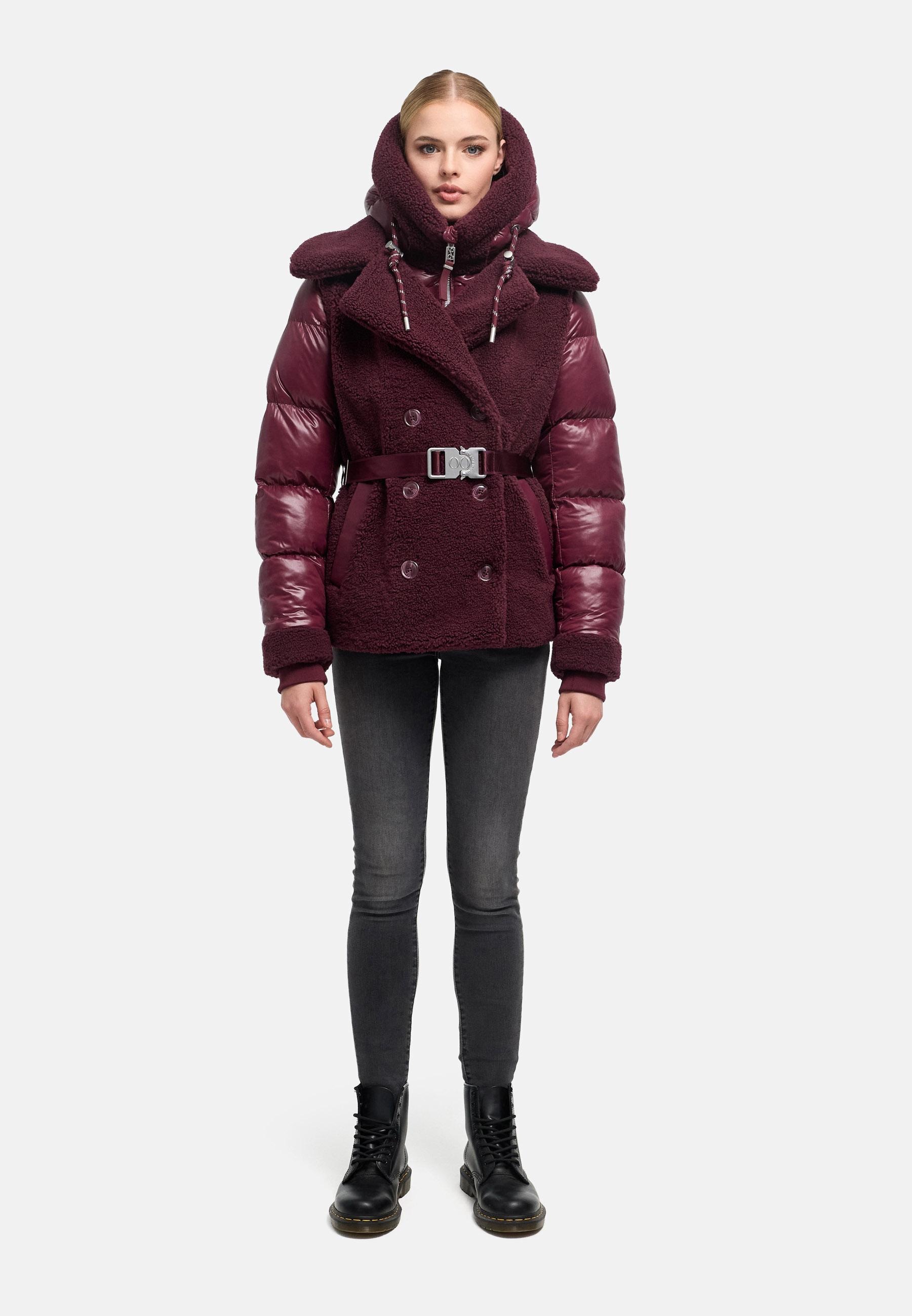 Navahoo Winterjacke »Kuschelhäschen 14« mit Kapuze Warme Jacke im Teddy-Stepp-Materialmix mit Kapuze
